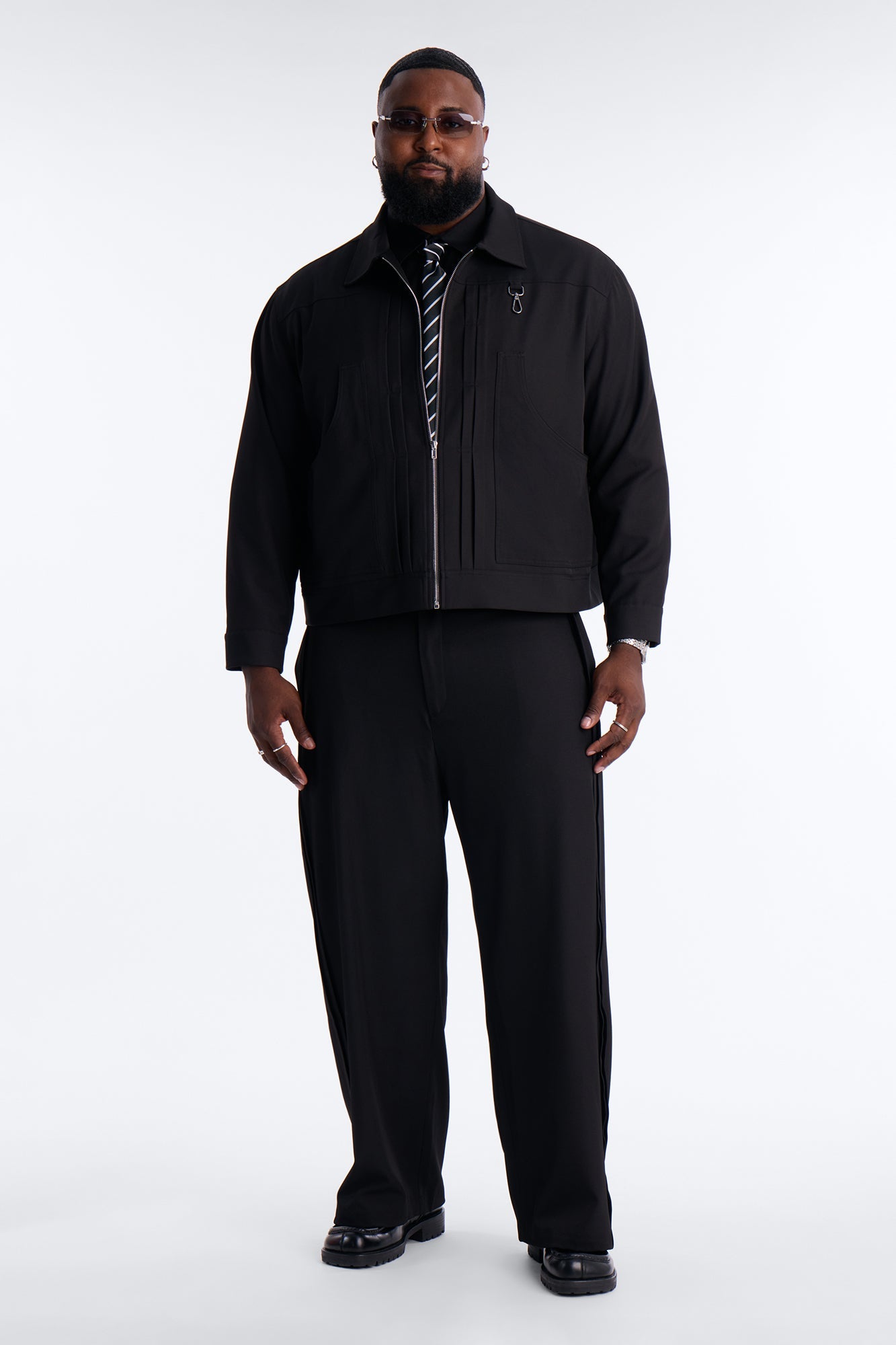 Relaxed Vertical Sync Zip Jacket - Black