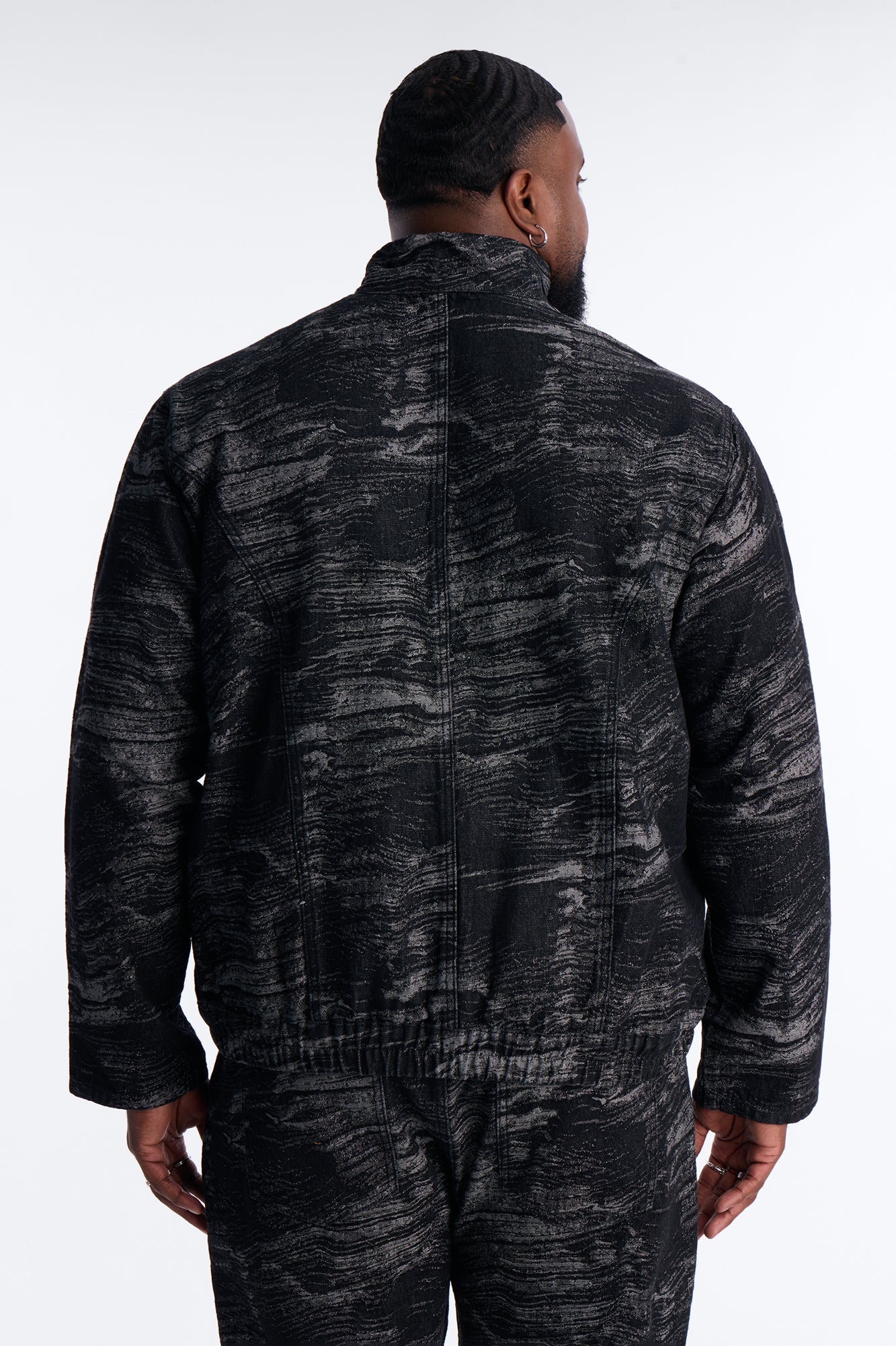 Jacquard Waves Denim Jacket - Black Wash