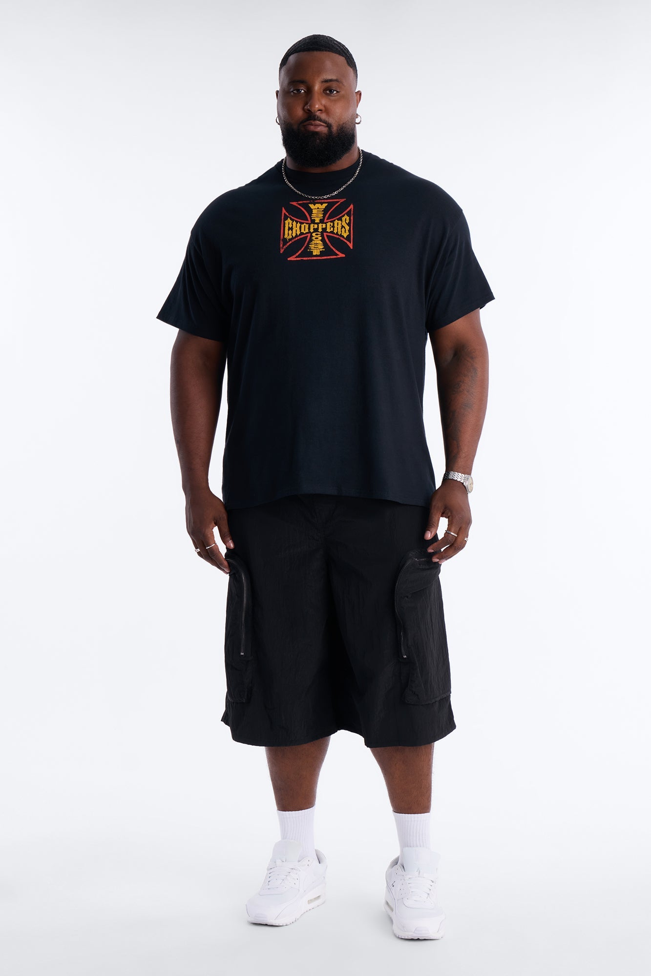 Baggy Oversized Pockets Tech Short - Black