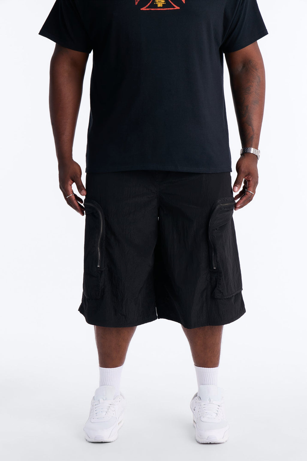 Baggy Oversized Pockets Tech Short - Black