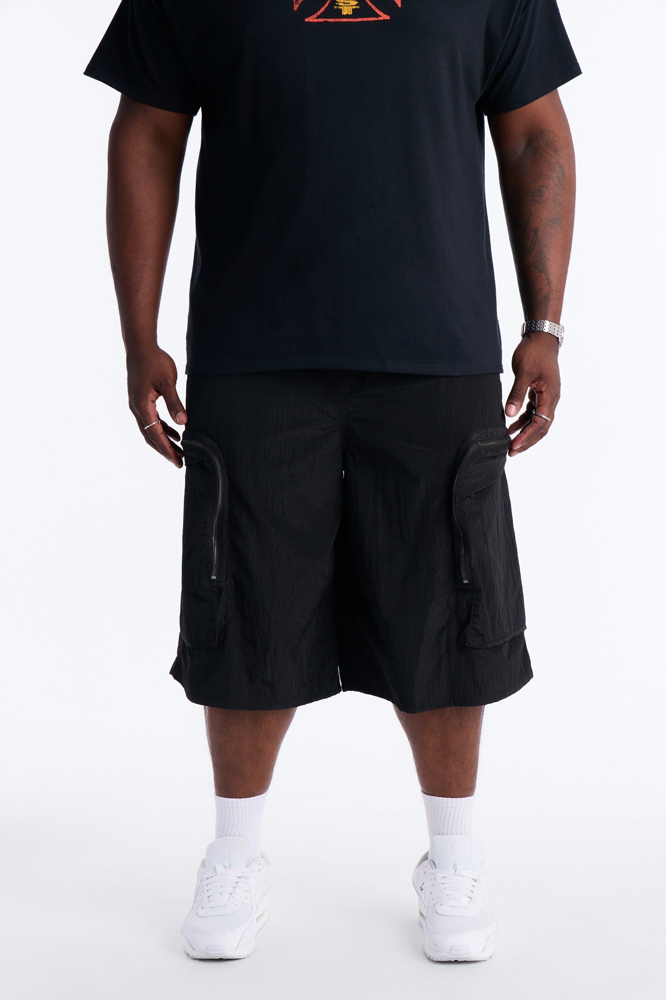 Baggy Oversized Pockets Tech Short - Black