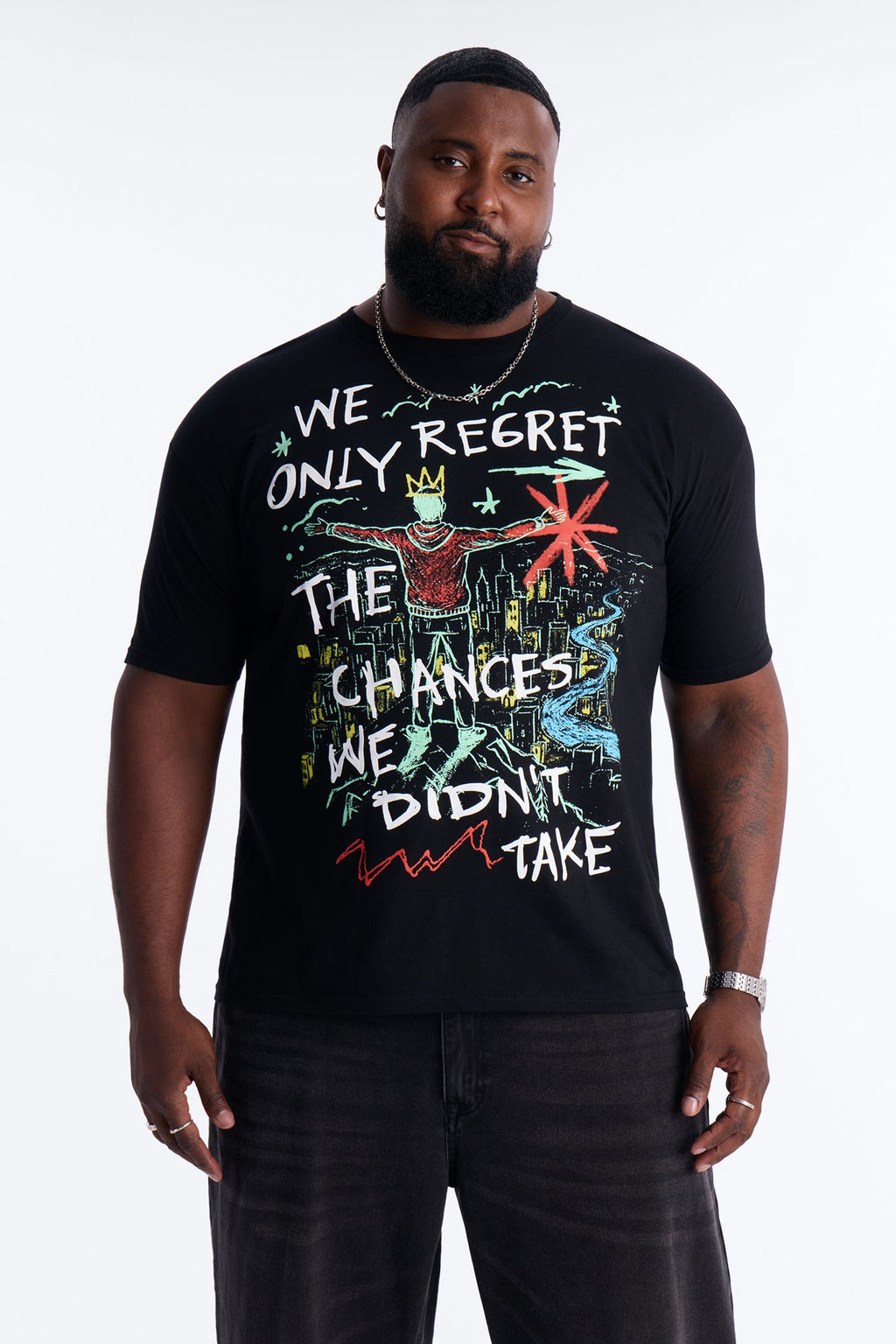 Fortunate Favors The Bold Puff Print Short Sleeve Tee - Black
