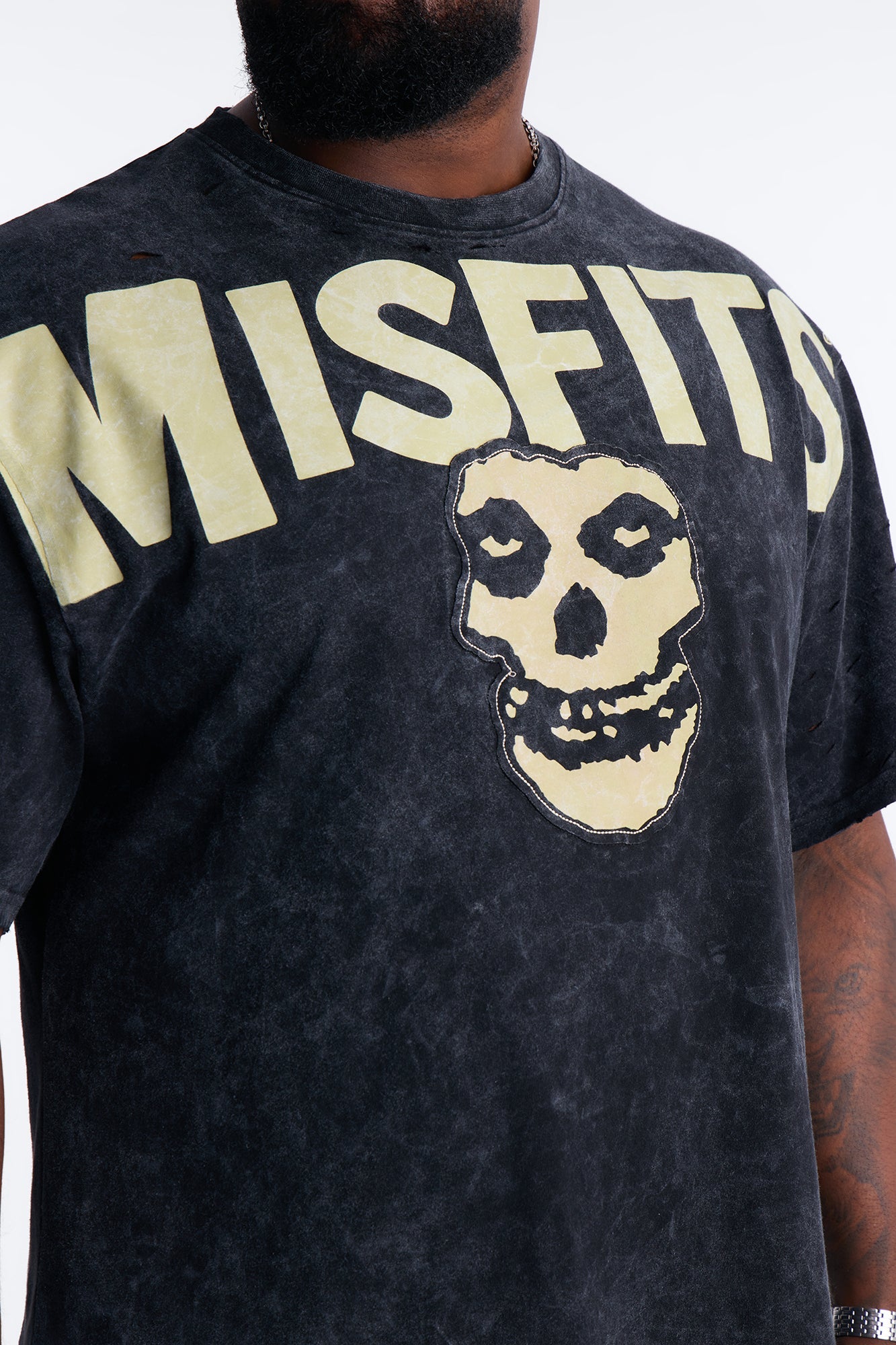 Misfits Destroyed Mineral Wash Short Sleeve Tee - Black