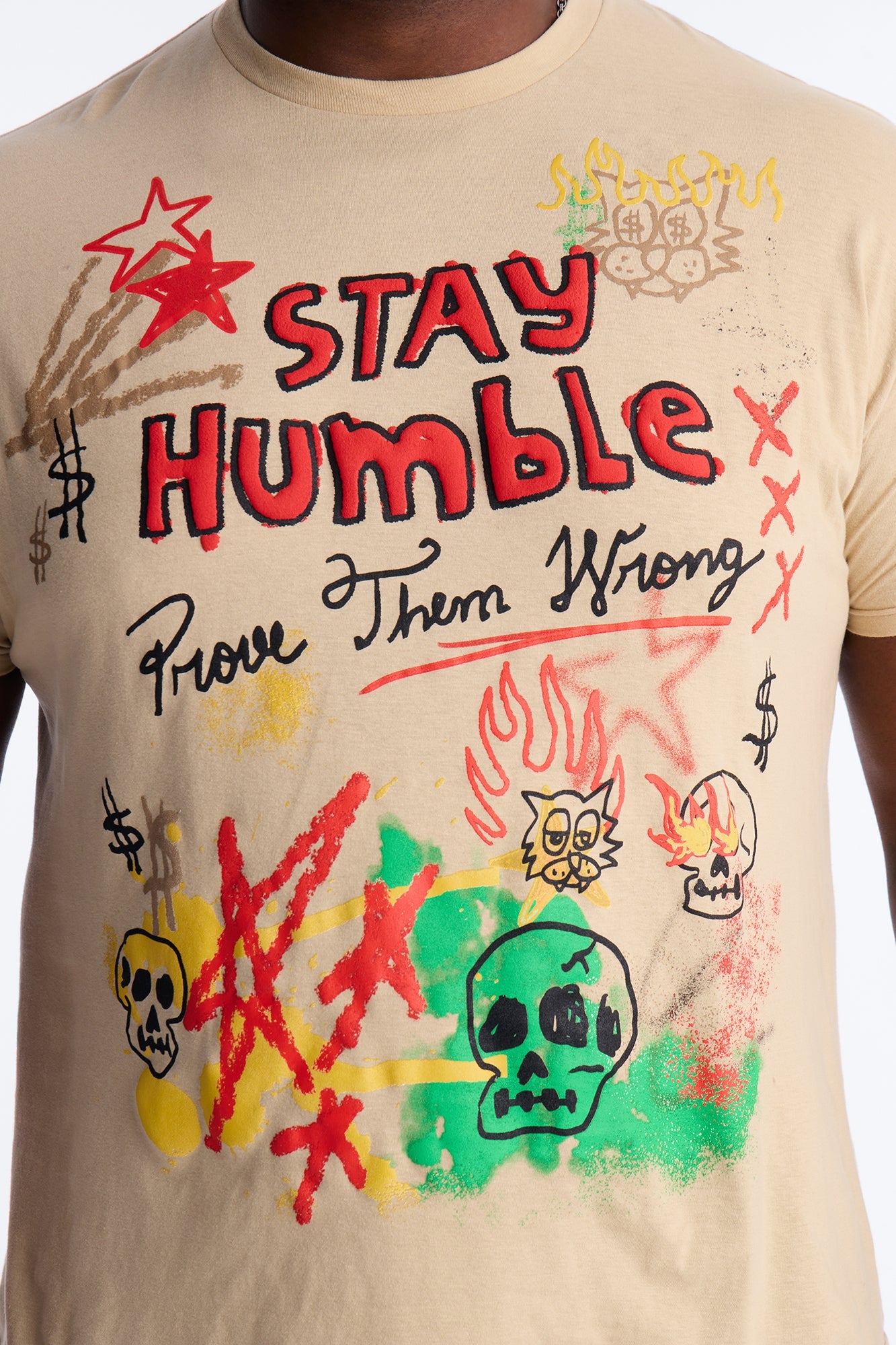 Prove Them Wrong Puff Print Short Sleeve Tee - Taupe