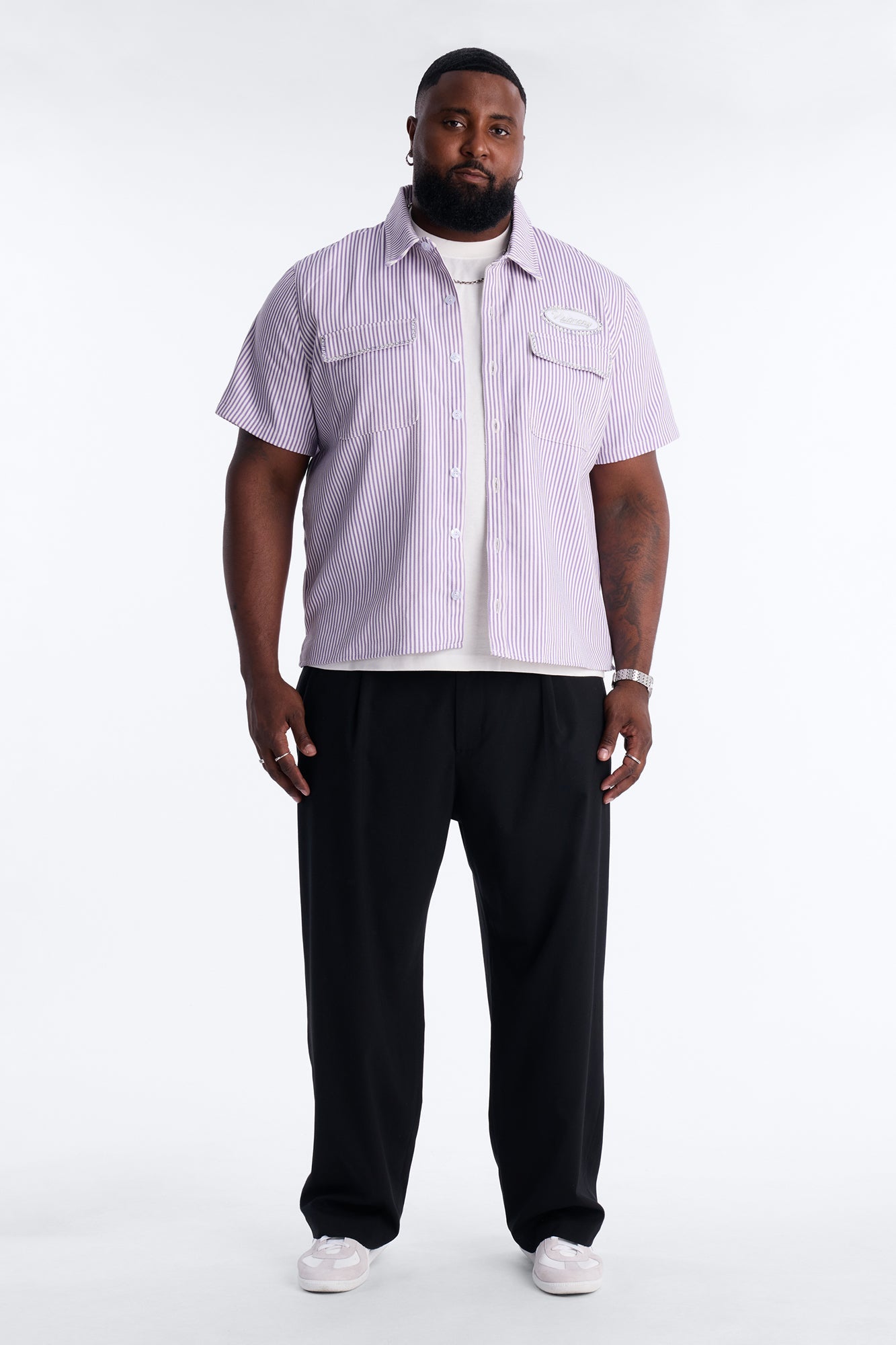 Diamante Trim Mechanic Shirt - Purple