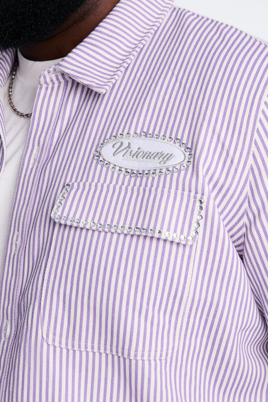 Diamante Trim Mechanic Shirt - Purple