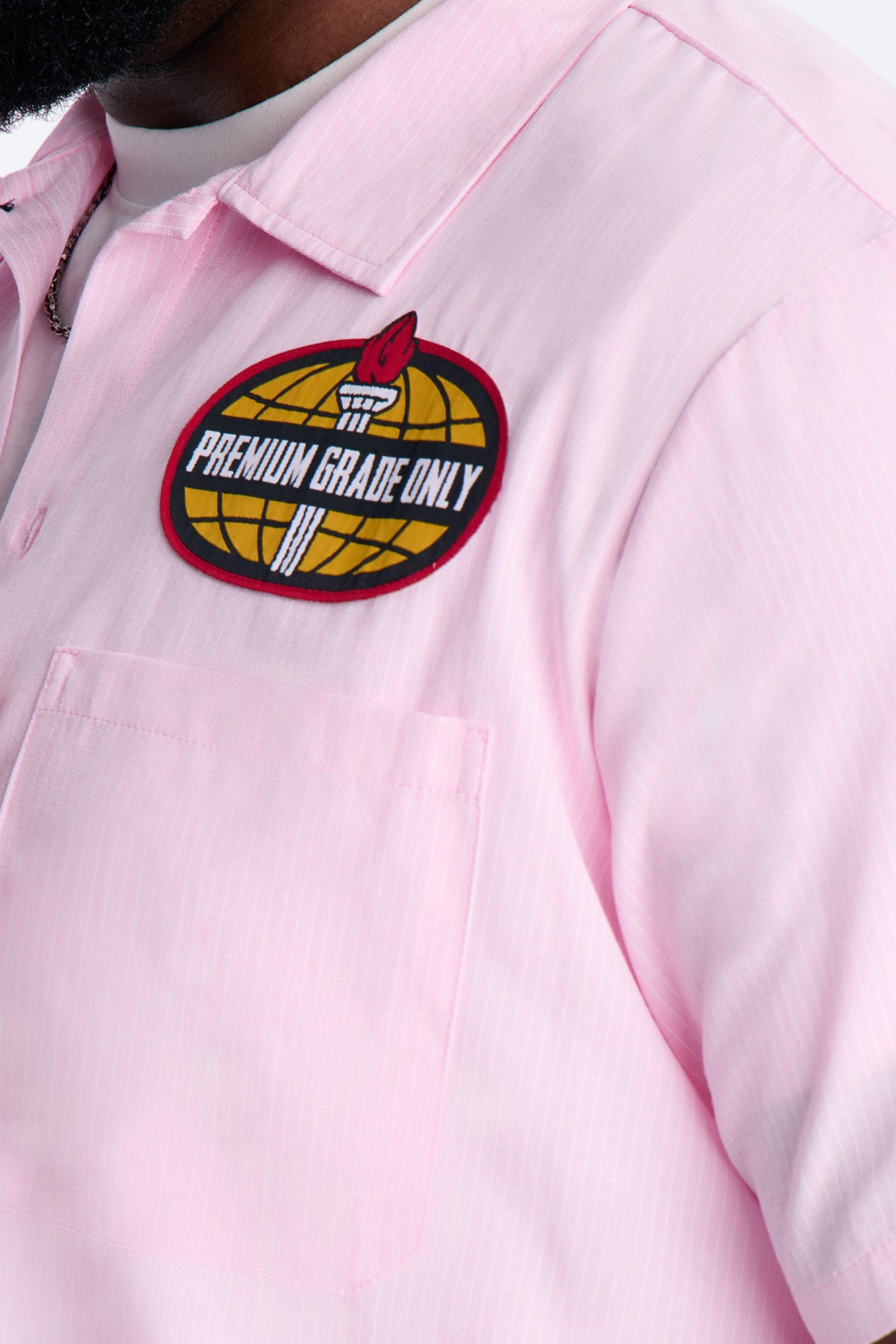 Cropped Overdrive Mode Striped Button Up Shirt - Pink