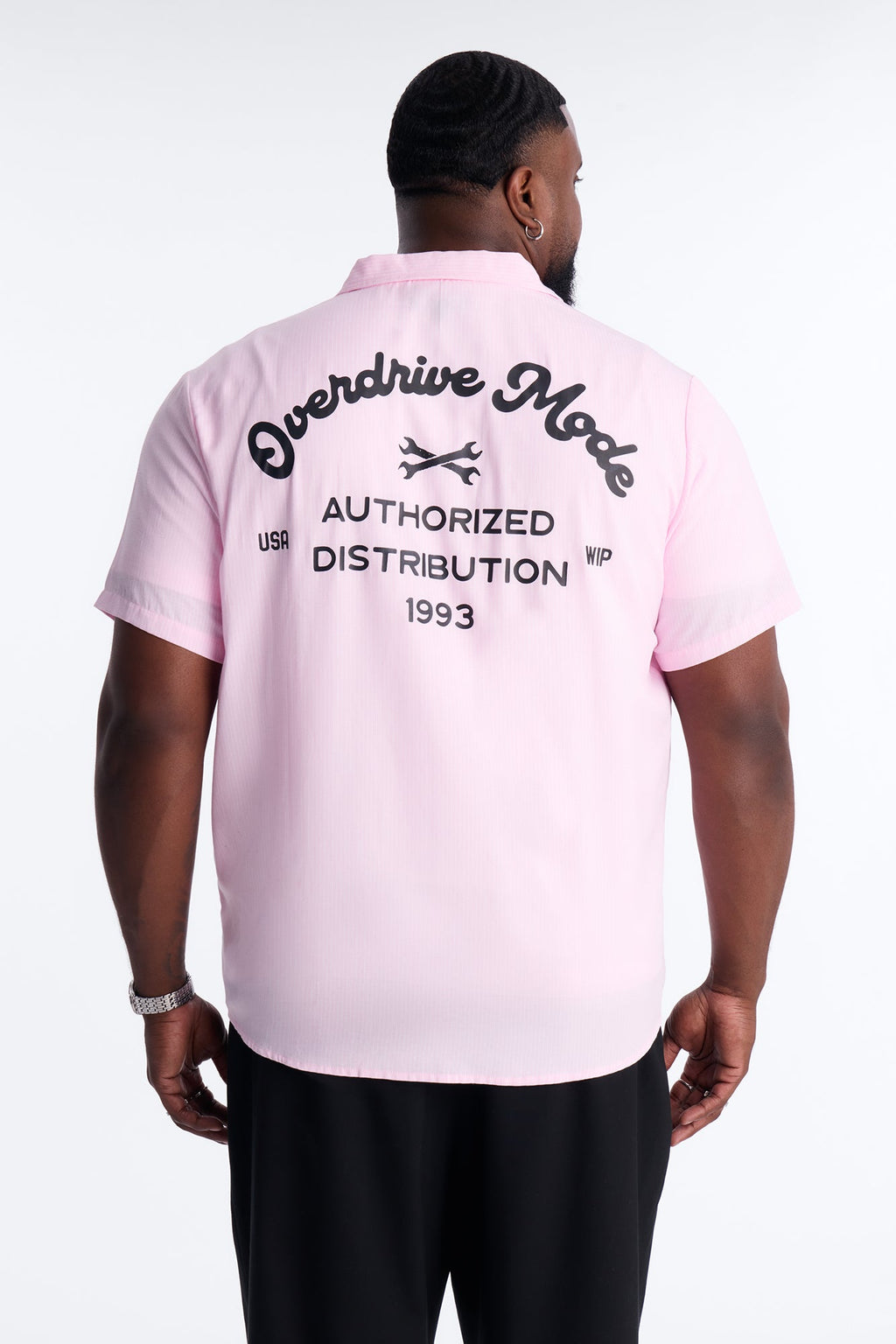 Cropped Overdrive Mode Striped Button Up Shirt - Pink