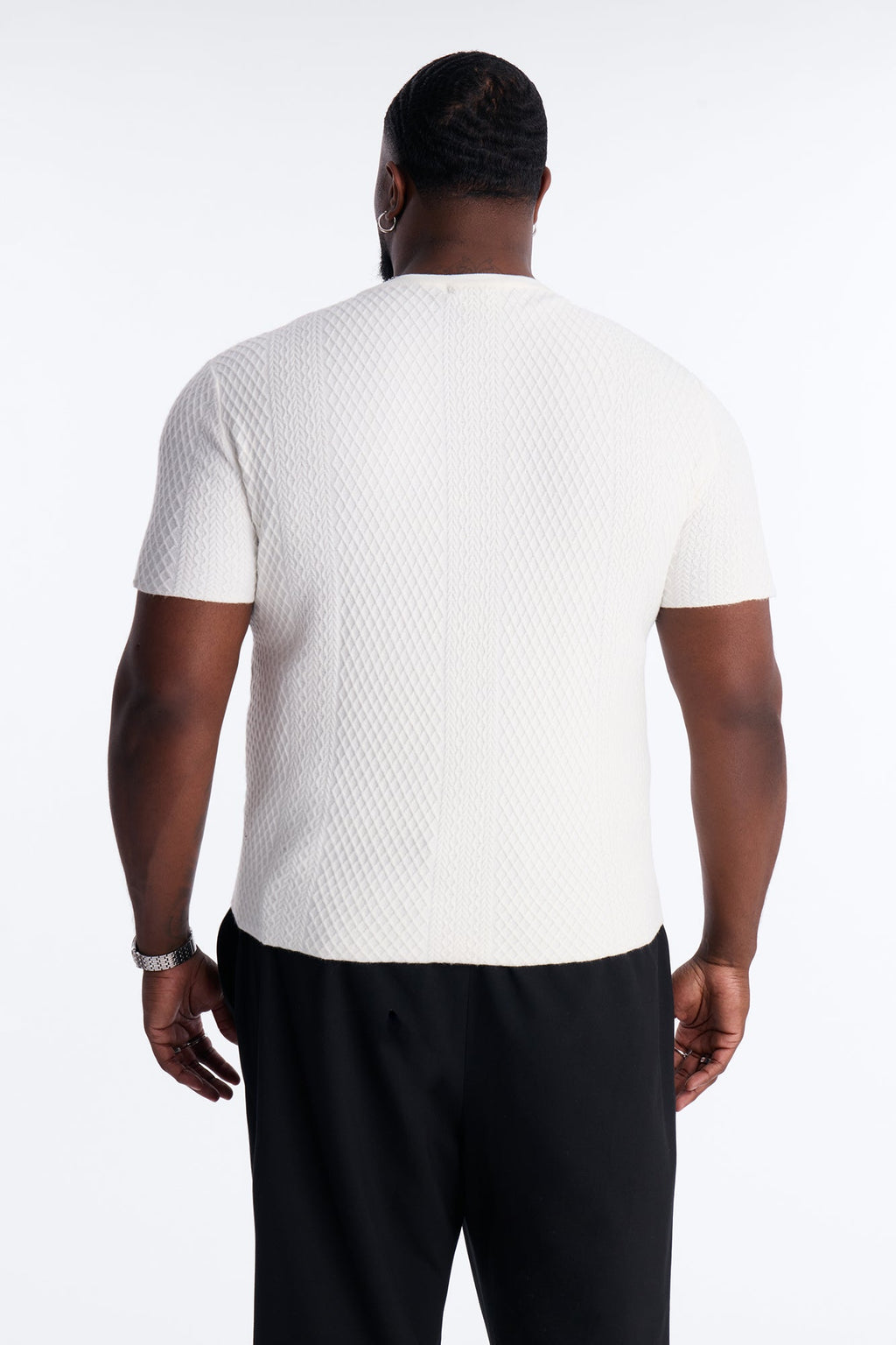 Relaxed Knitted Crewneck Tee - Cream