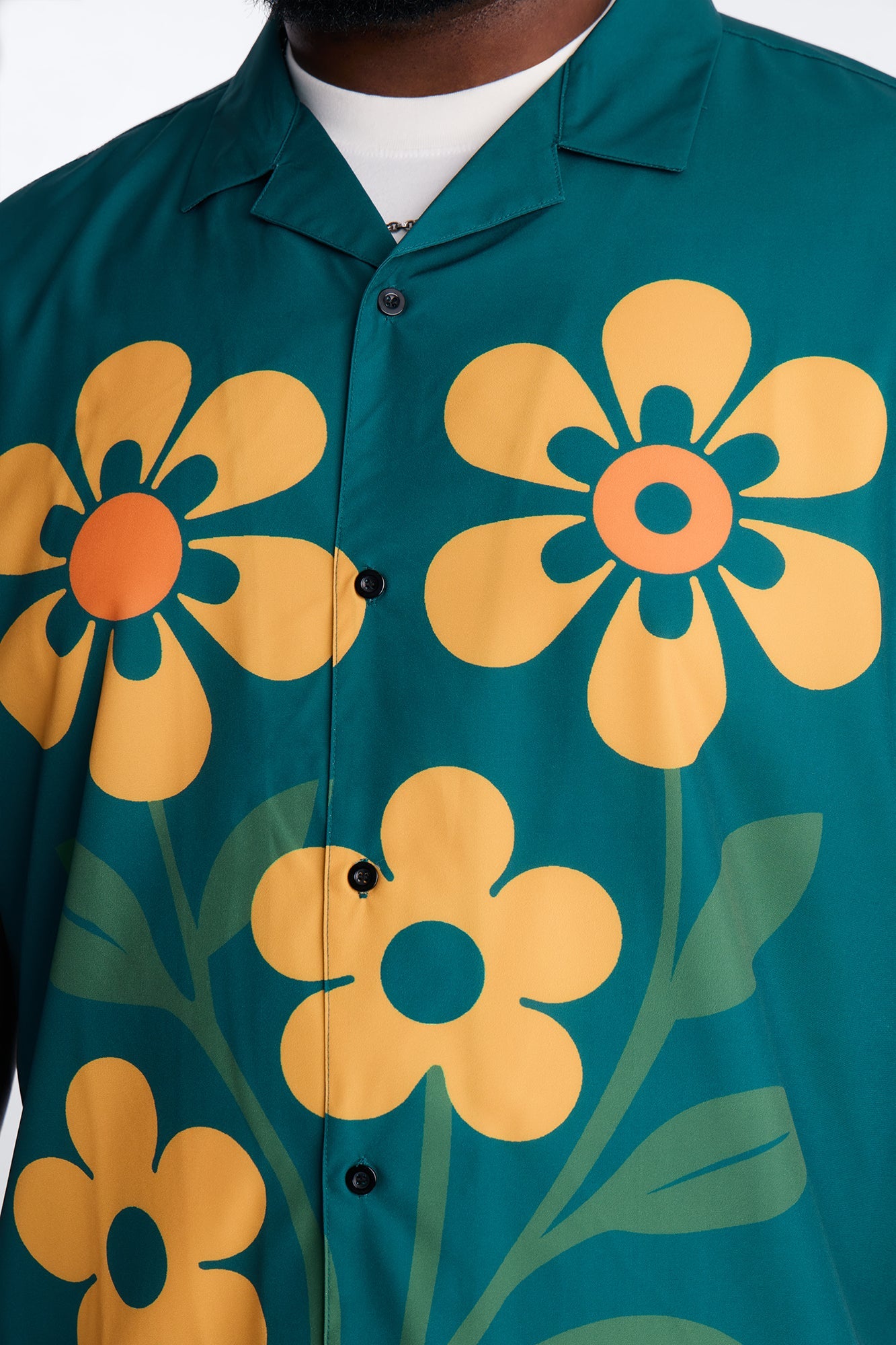 Relaxed Forest Bloom Button Up Shirt - Green