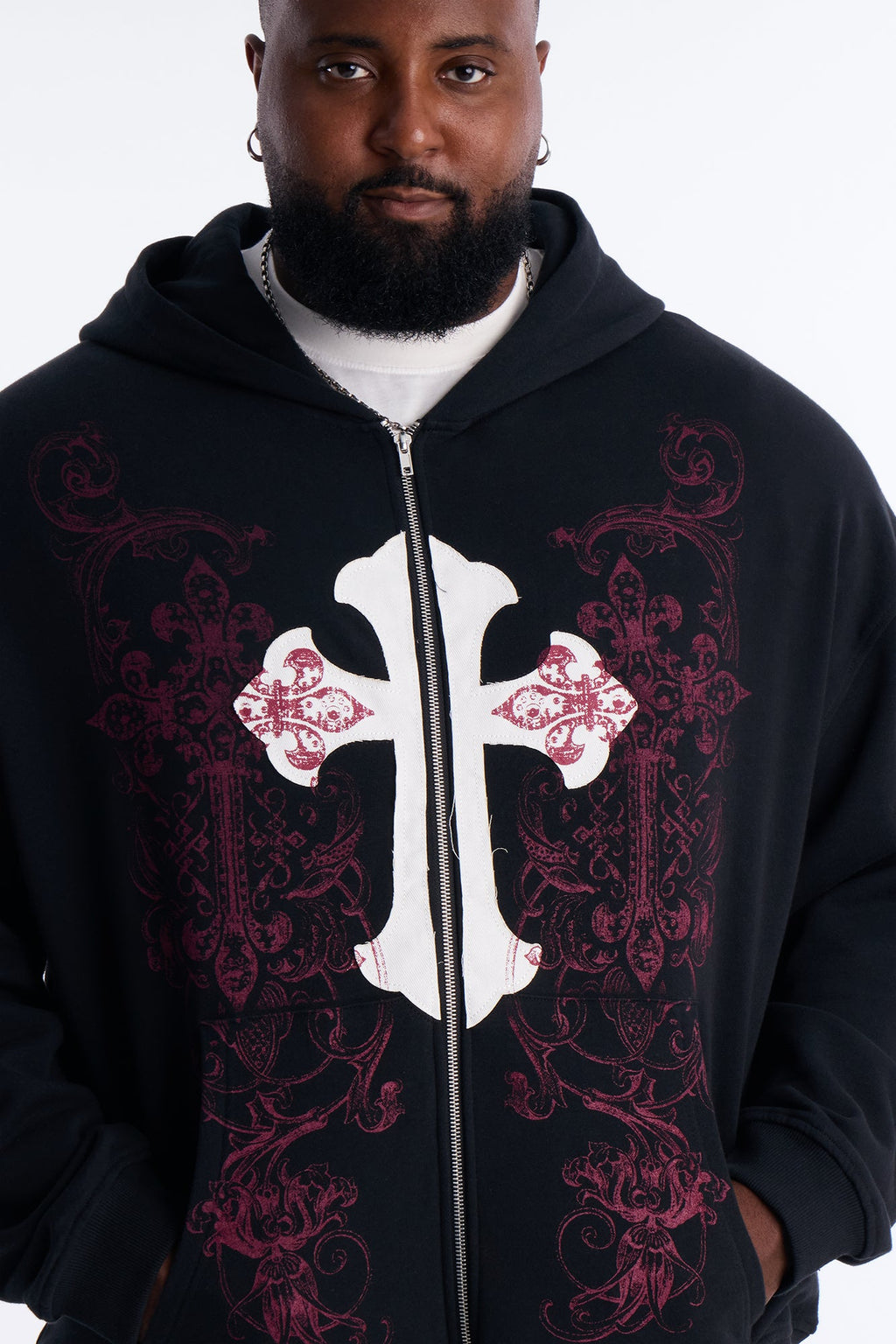 Pick Up Your Cross Patch Zip Hoodie - Black