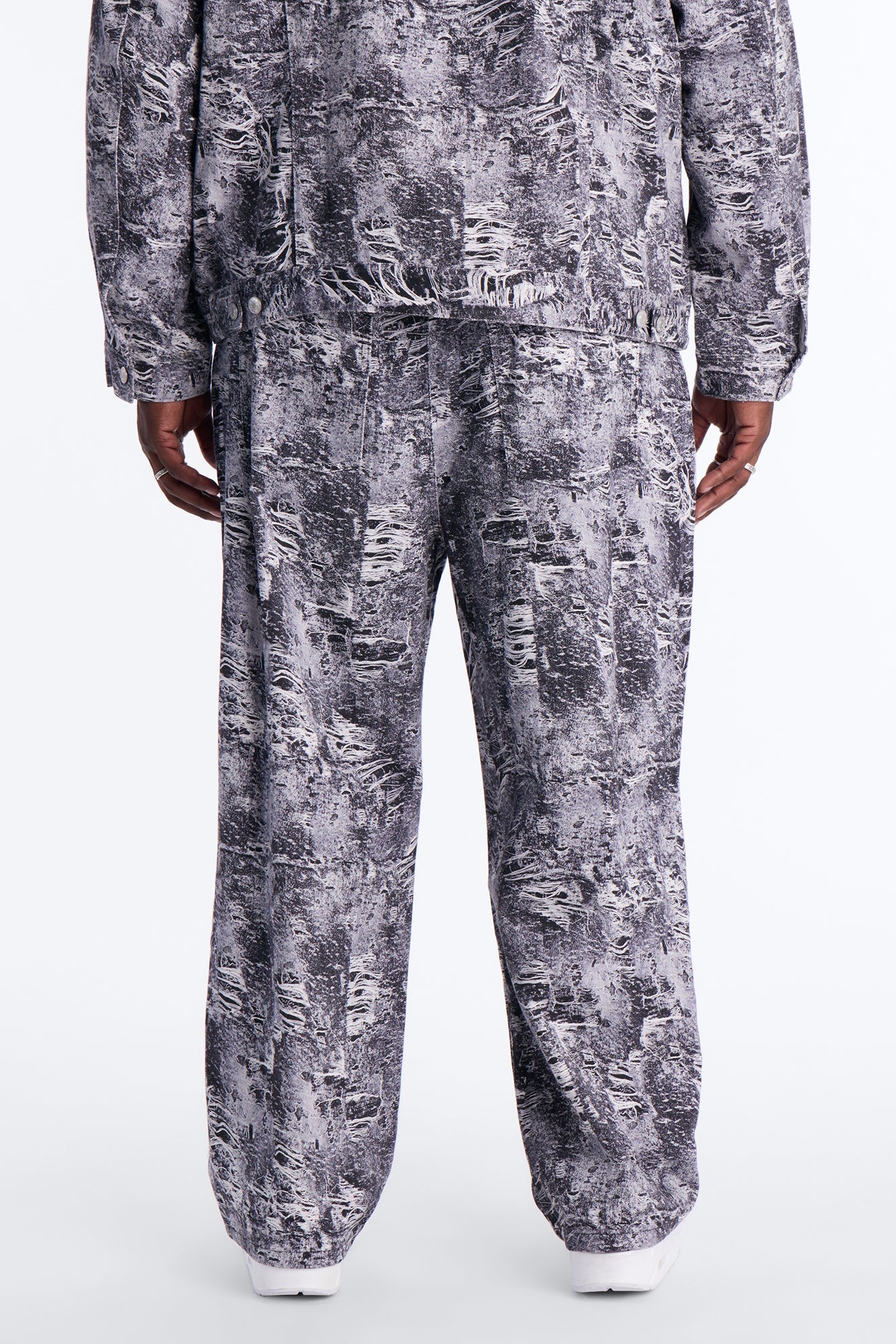 Baggy Ghost Distressed Printed Jean - Black
