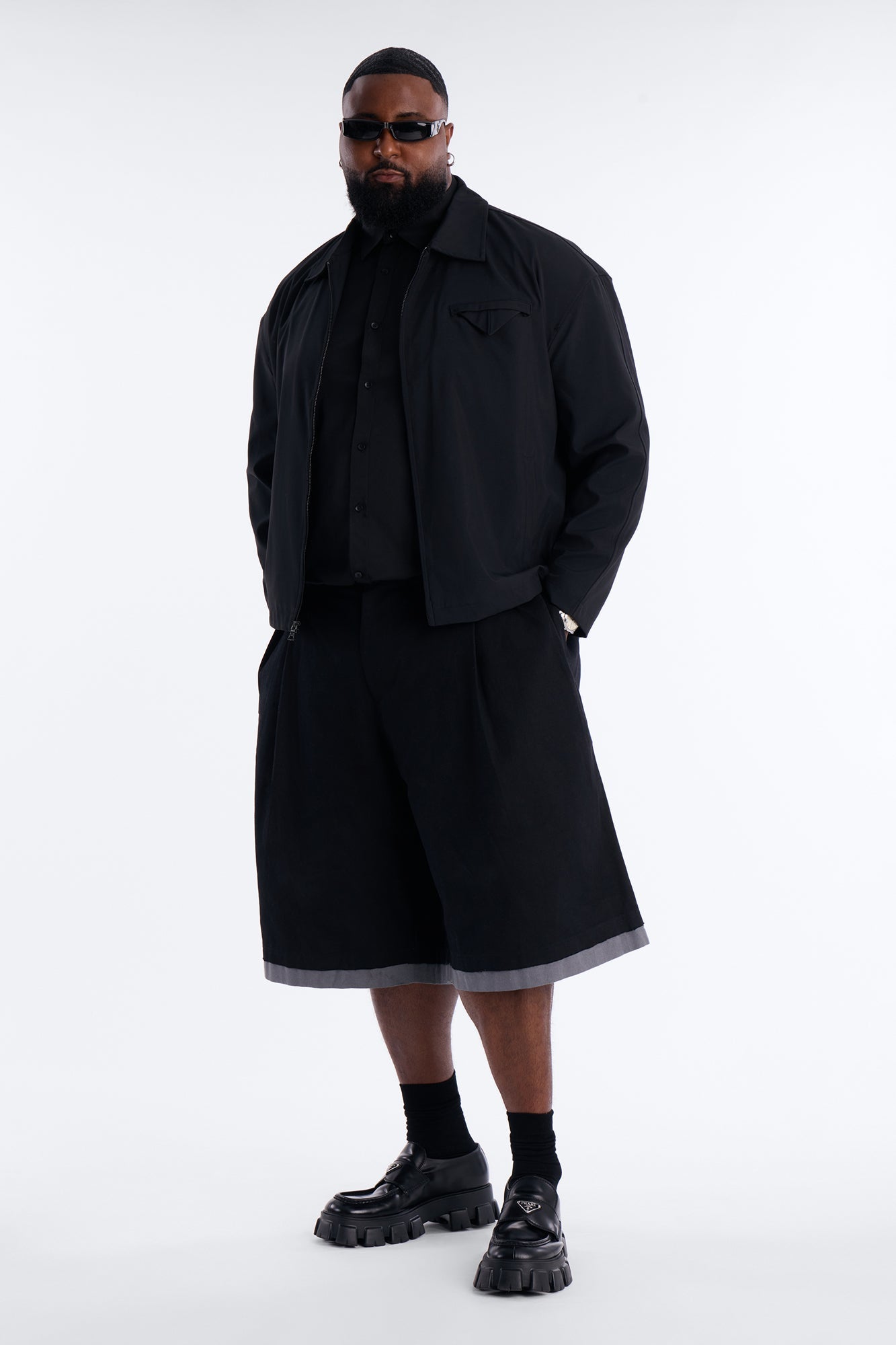 Baggy Pleated Milano Short - Black