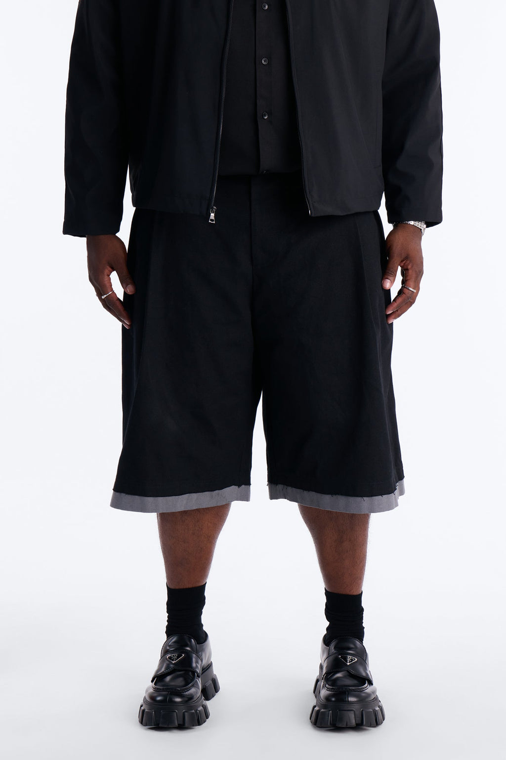 Baggy Pleated Milano Short - Black