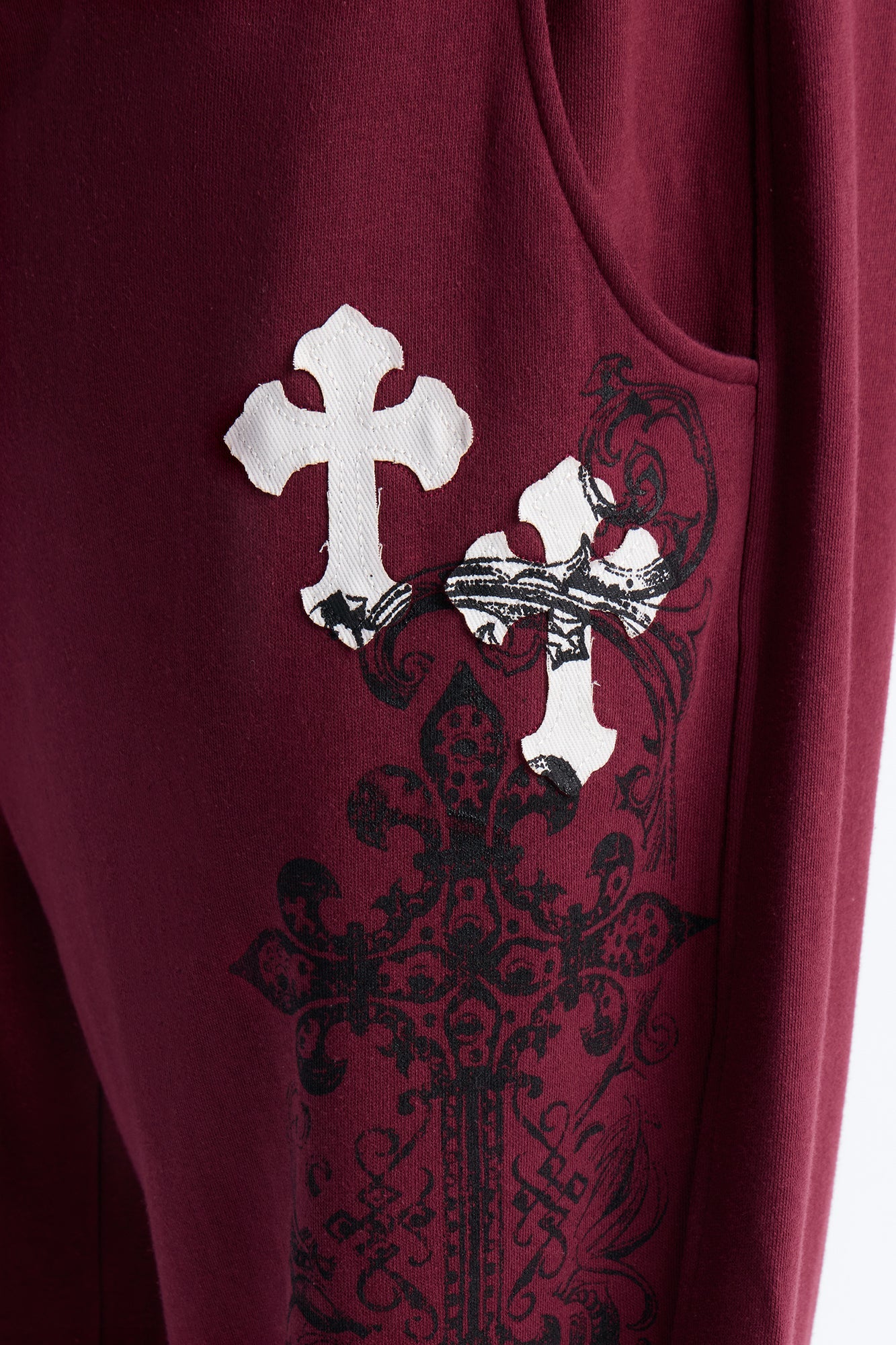Cross Patch Sweatpants - Burgundy