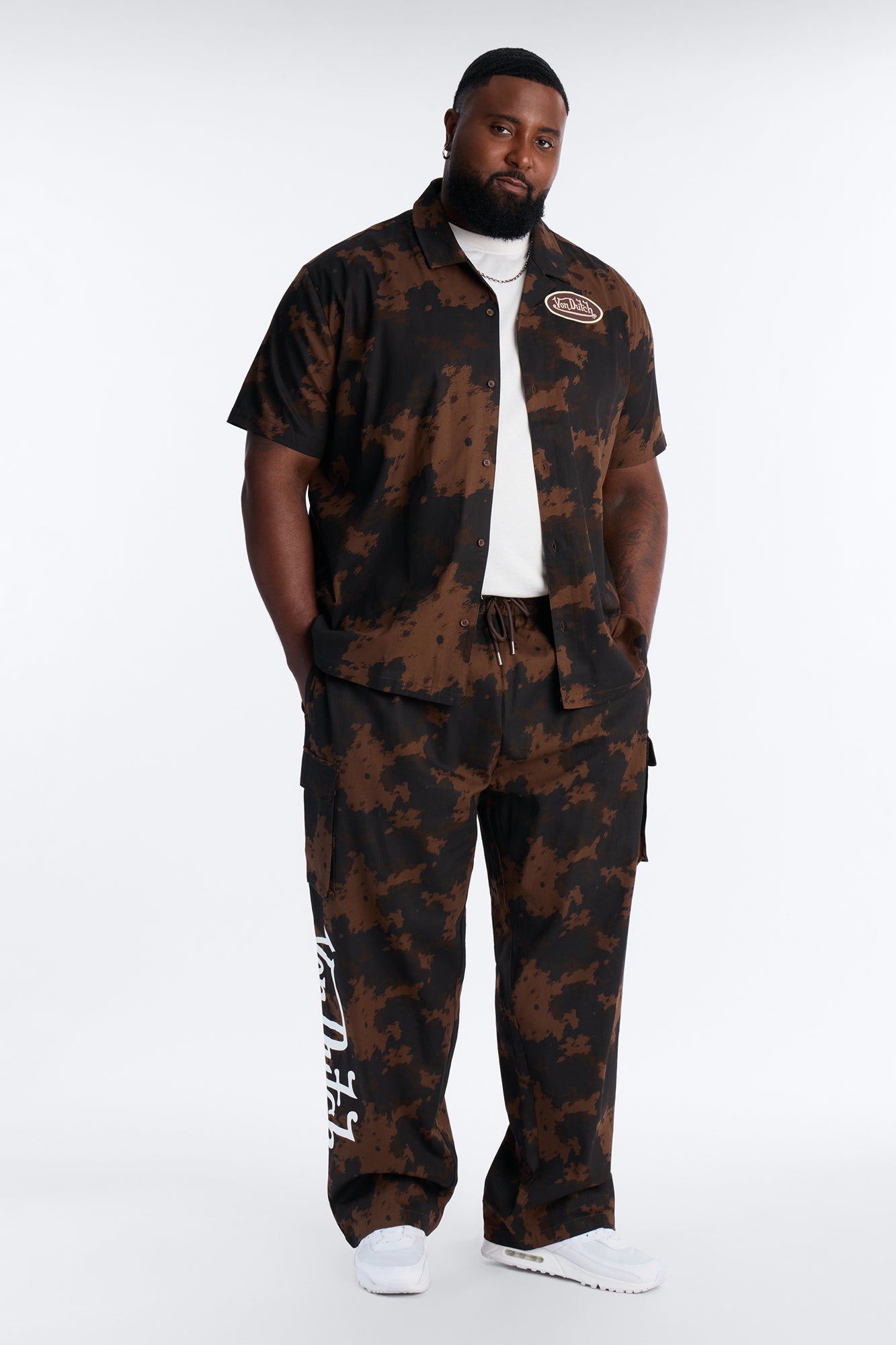 Von Dutch Rodeo Dual Cuban Button Up - Brown