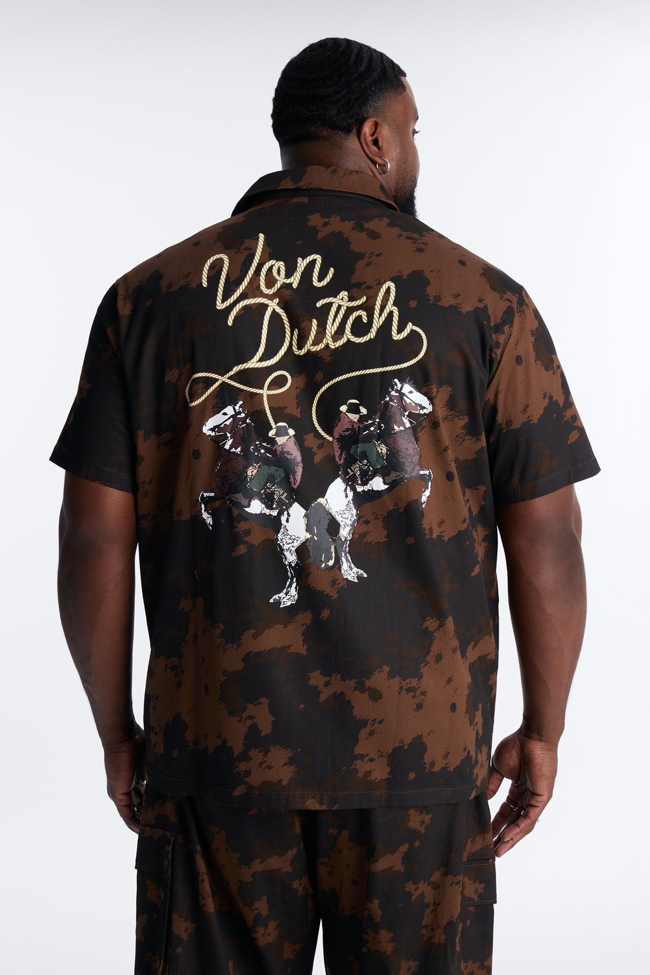 Von Dutch Rodeo Dual Cuban Button Up - Brown