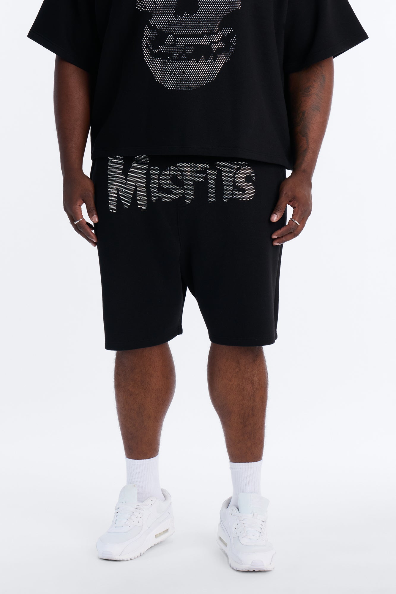 MIsfits Rhinestone Relaxed Sweatshorts - Black