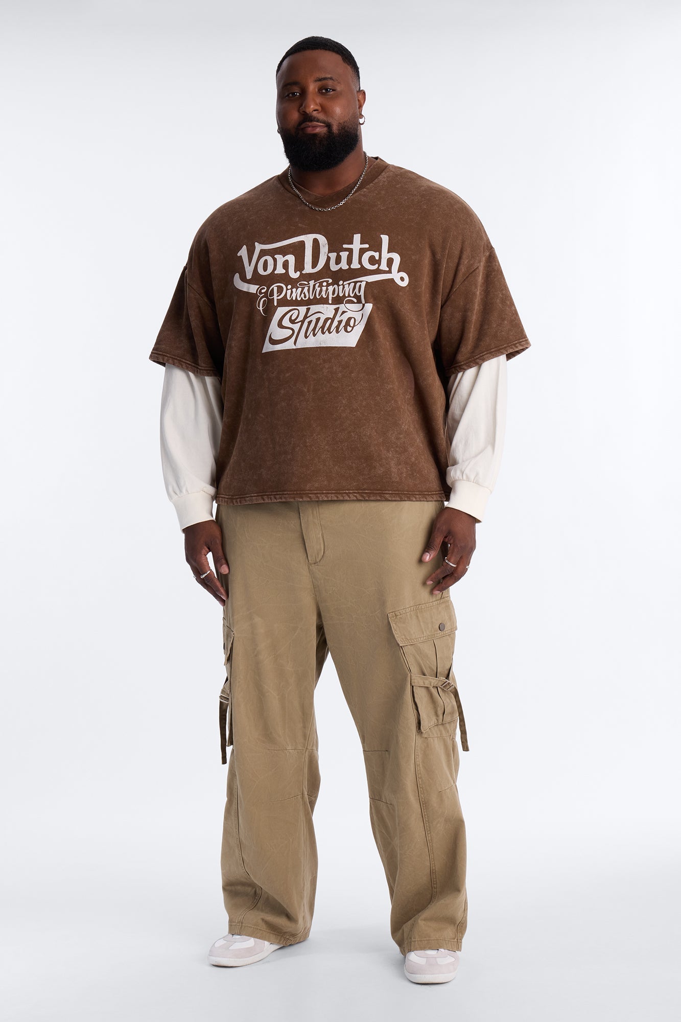 Von Dutch Studio Oversized Fleece Twofer - Brown