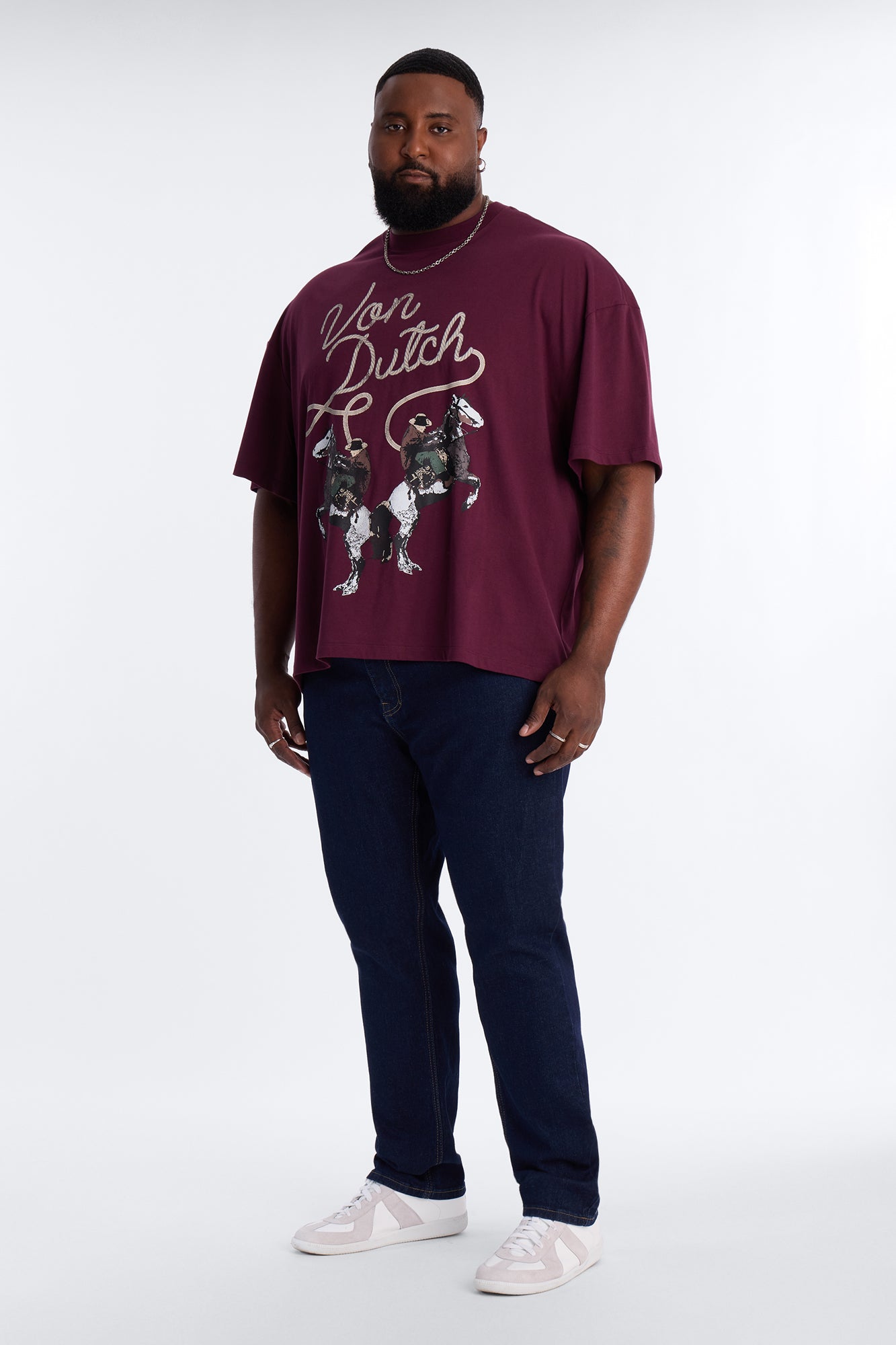 Von Dutch Cowboy Boxy Short Sleeve Tee - Burgundy