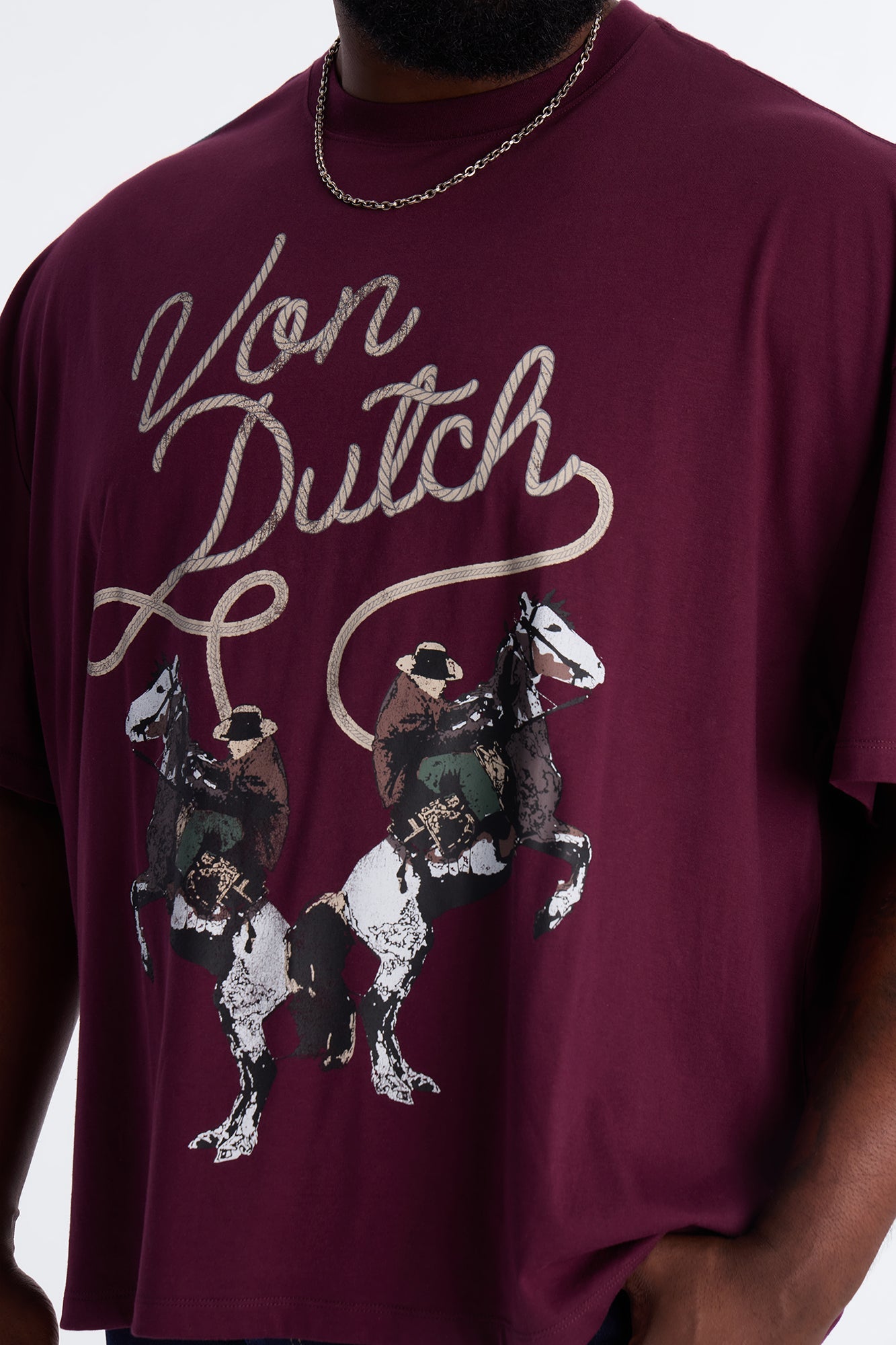 Von Dutch Cowboy Boxy Short Sleeve Tee - Burgundy
