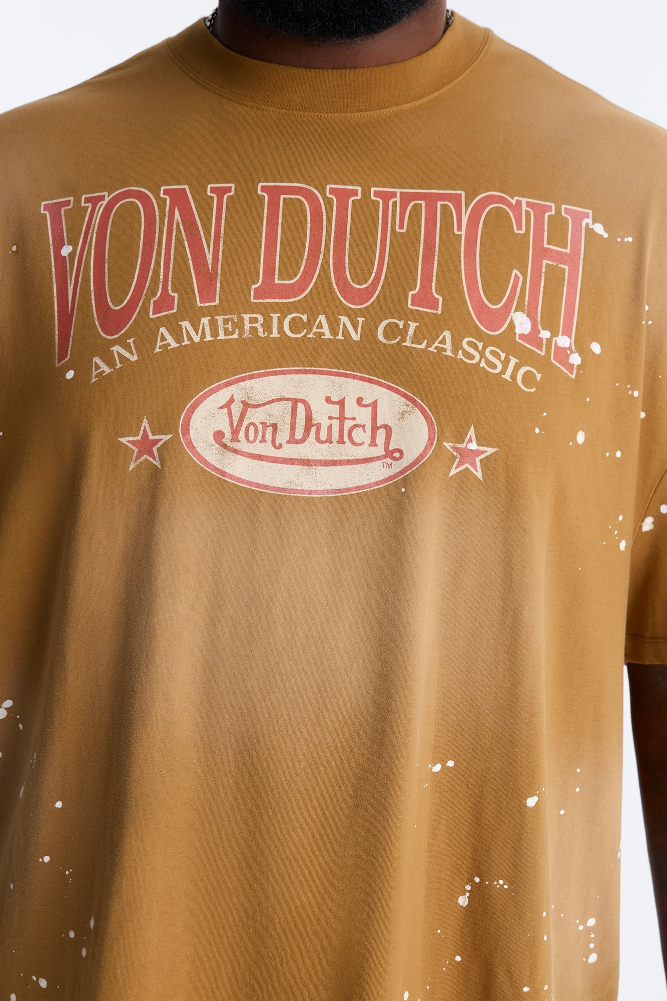 Von Dutch American Classic Boxy Short Sleeve Tee - Tan