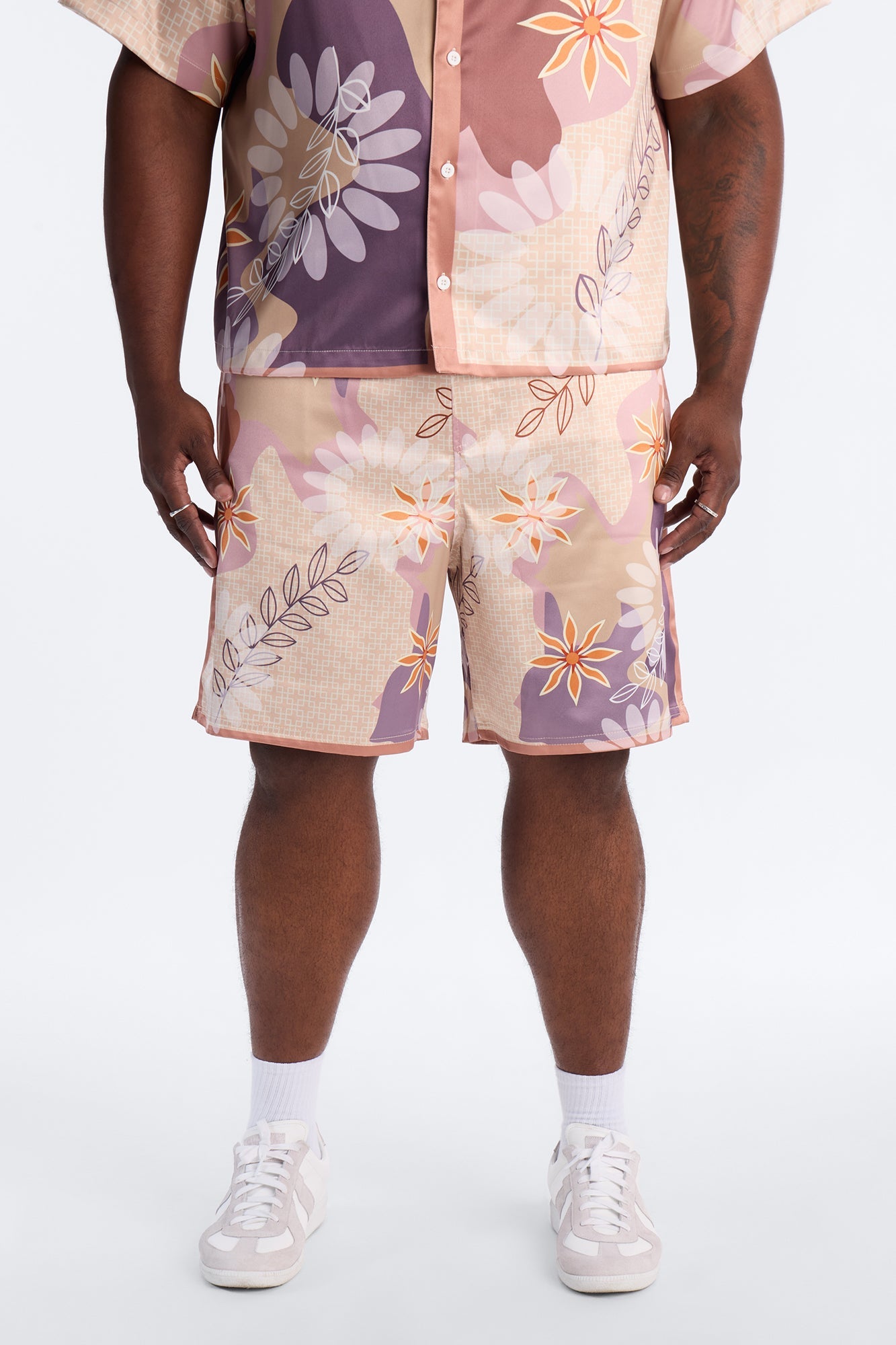 Relaxed Palm Bloom Short - Pink