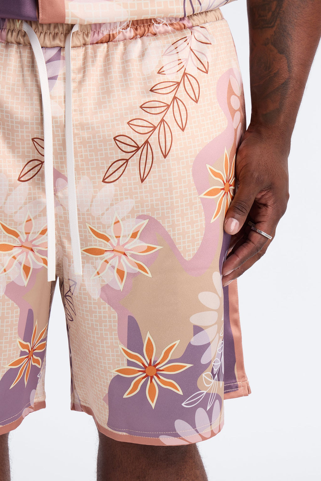 Relaxed Palm Bloom Short - Pink