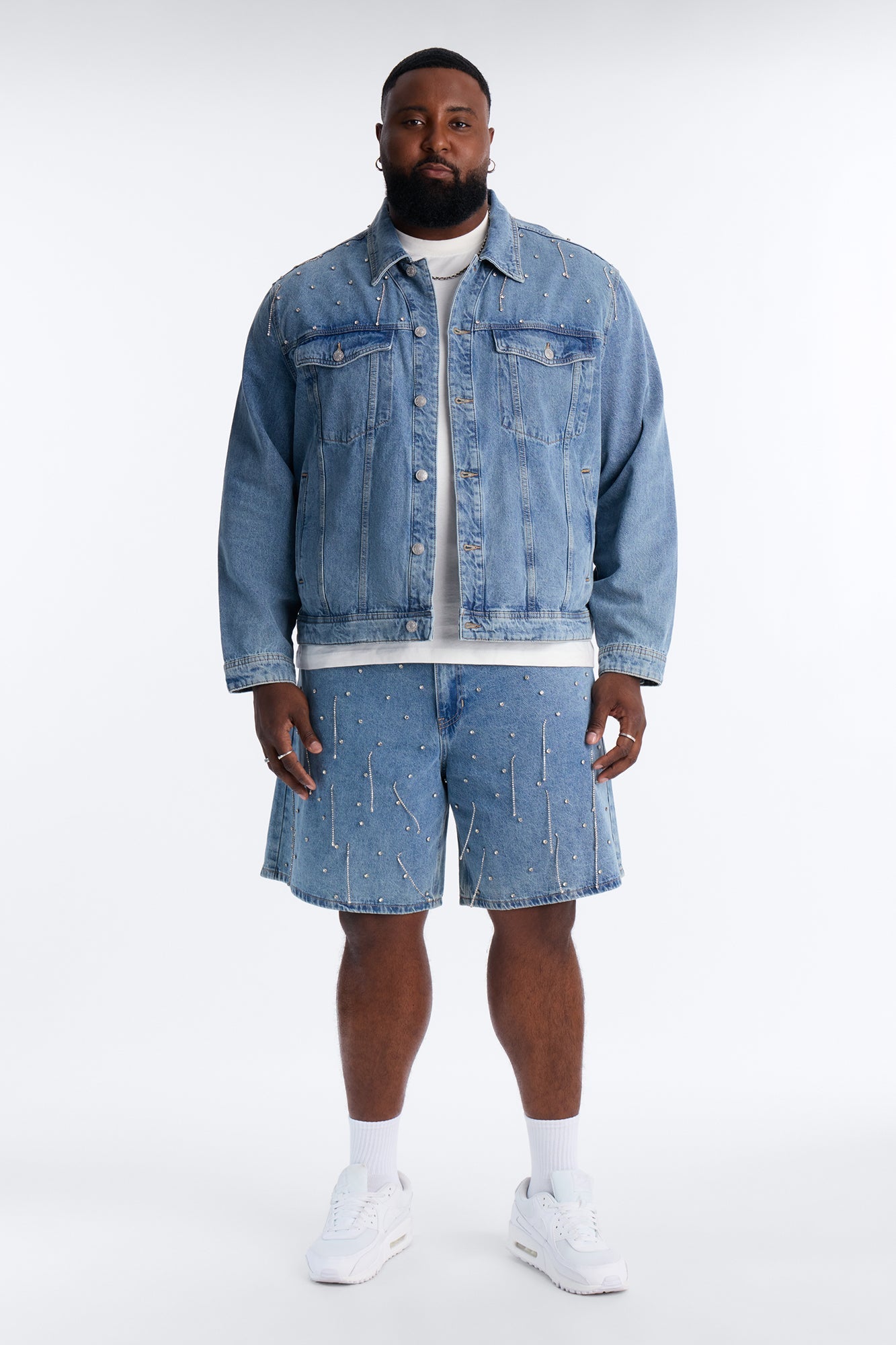 Cropped Street Ice Denim Jacket - Light Wash