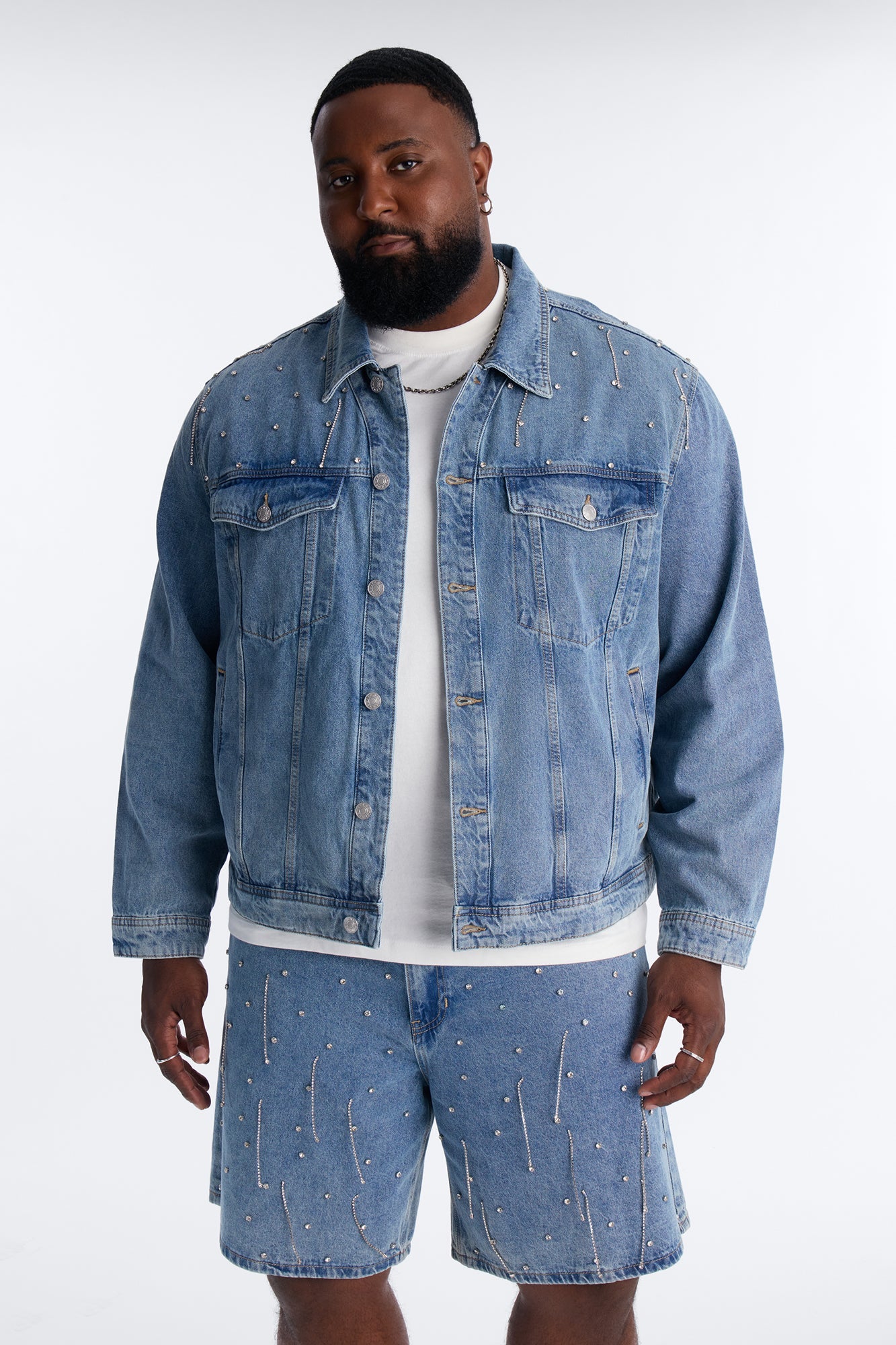 Cropped Street Ice Denim Jacket - Light Wash
