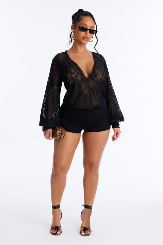 Chelsea Lace Micro Romper - Black