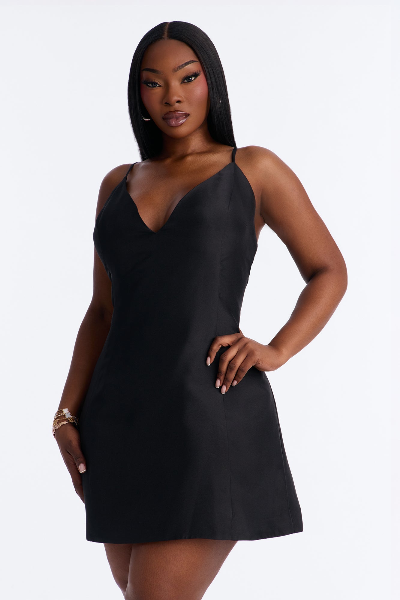 Eden A Line Taffeta Mini Dress - Black