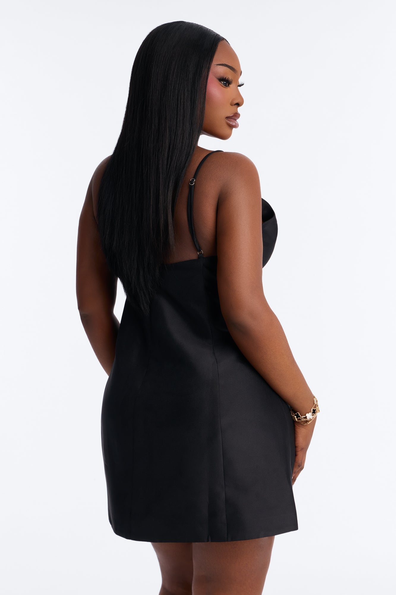 Eden A Line Taffeta Mini Dress - Black
