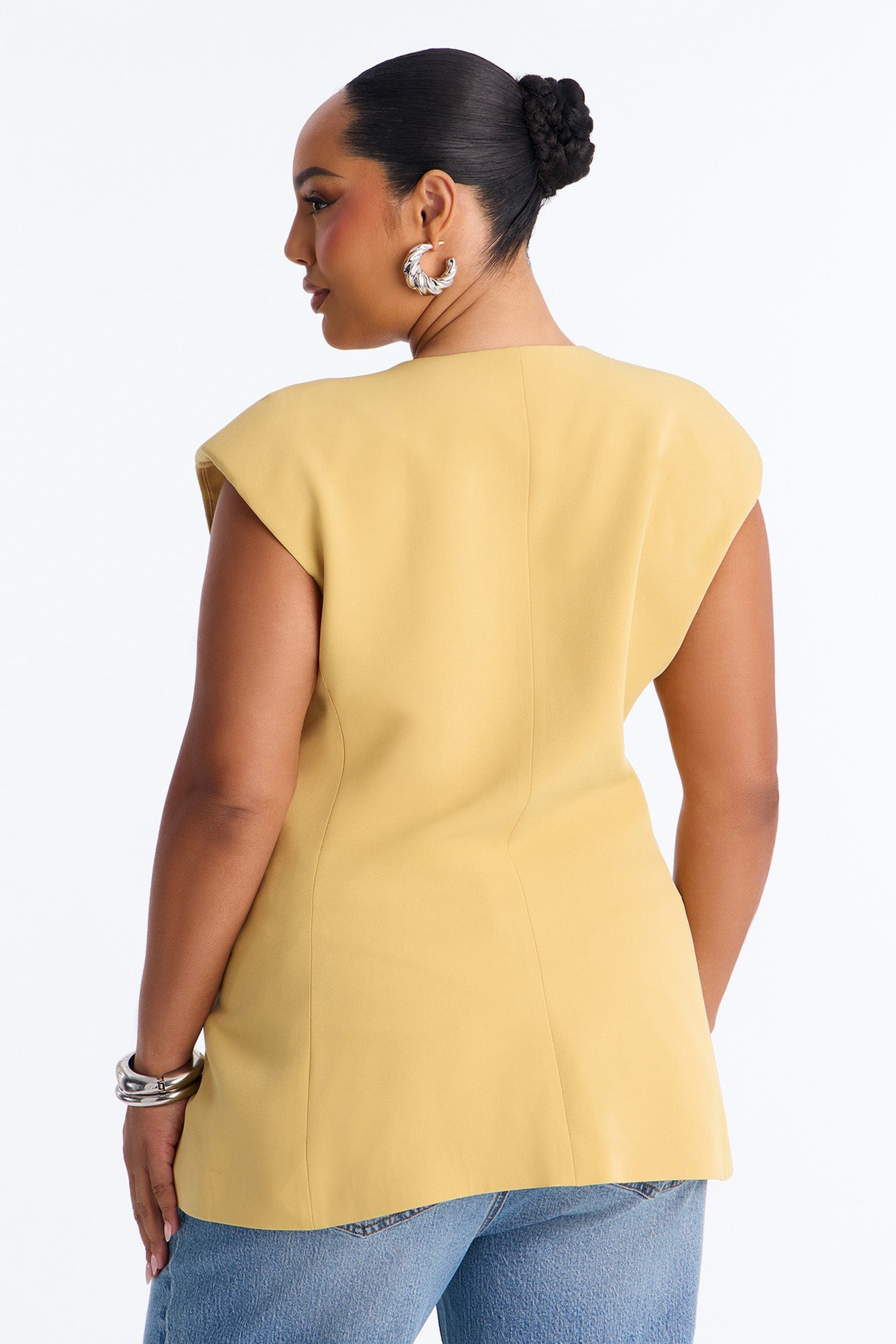 Happy Hour Double Breasted Fitted Vest - Mustard