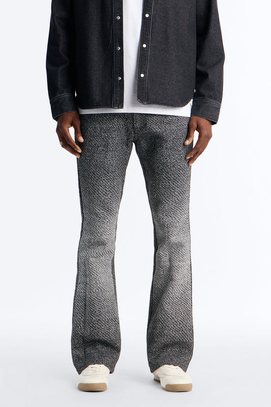 Stacked Slim Flare Tapestry Jean - Grey
