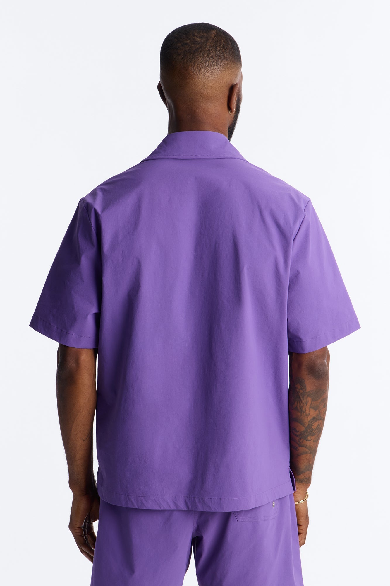 Montez Cuban Collar Button Up Shirt - Purple