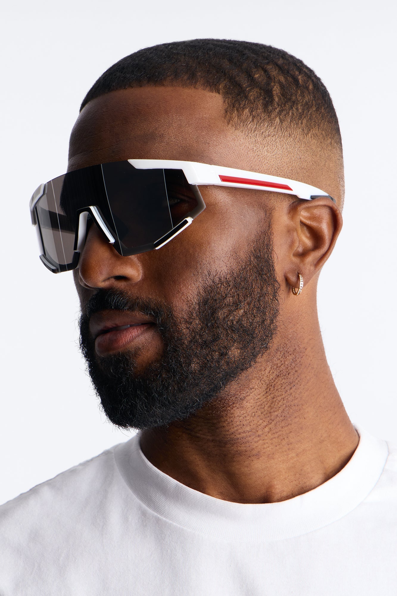 Striving Forward Sport Wrap Sunglasses - Silver/Red