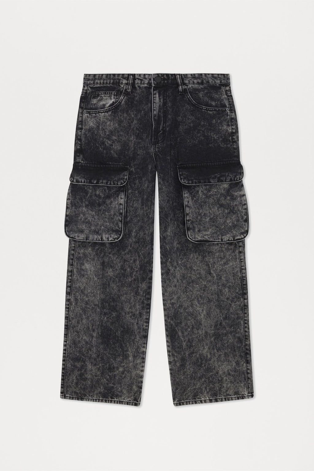 Baggy Clover Cargo Jeans - Black