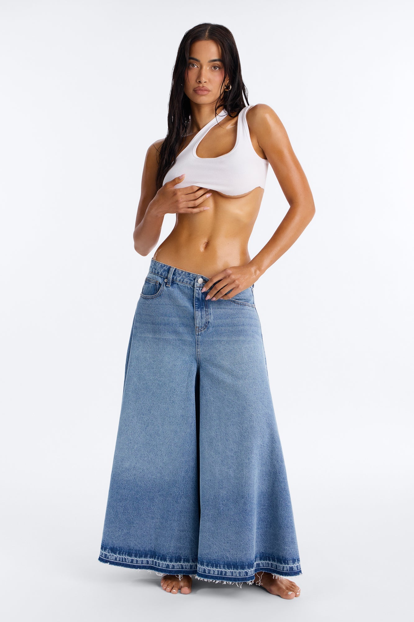Naples Denim Culotte Jeans - Medium Wash