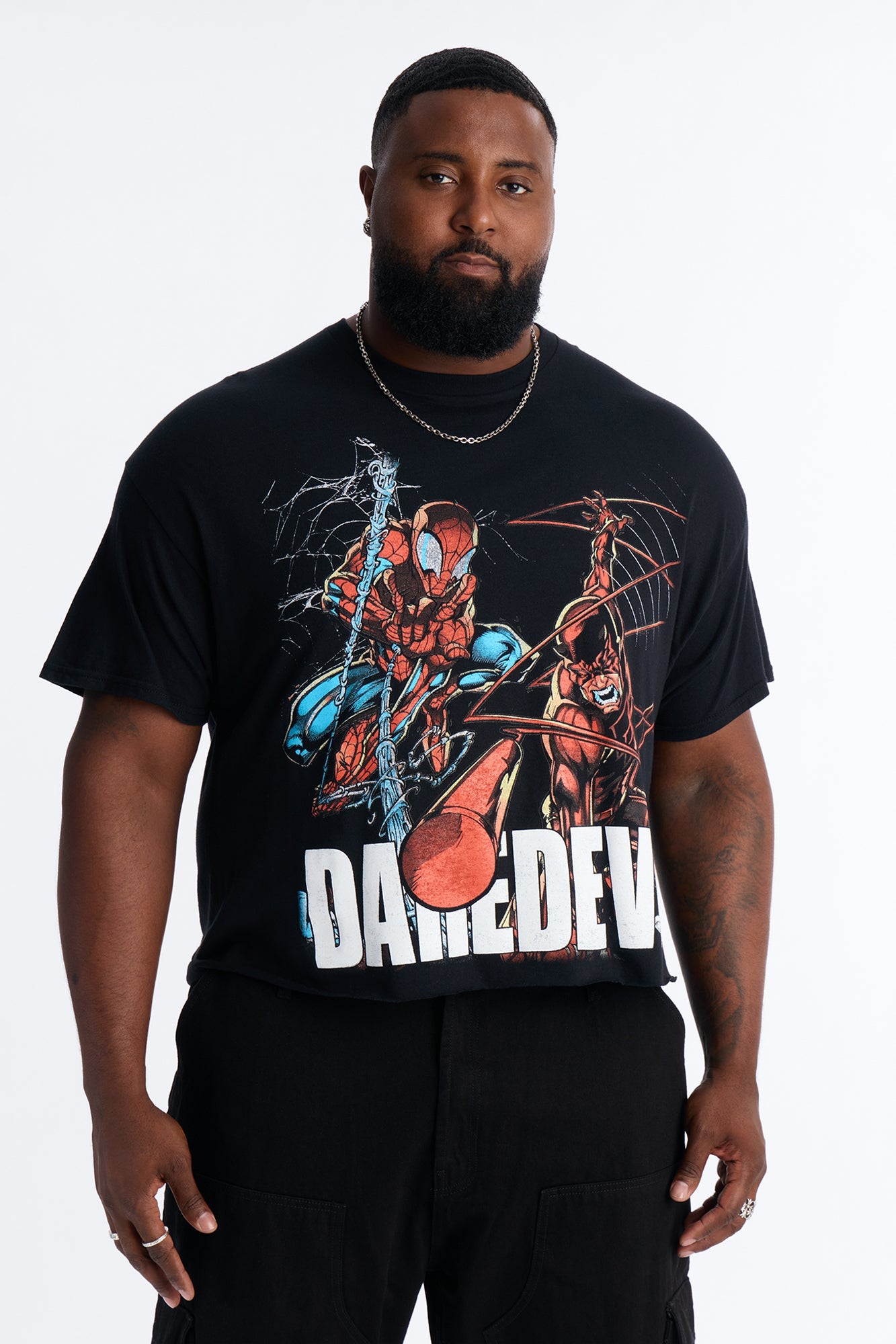 Daredevil And Spiderman Boxy Short Sleeve Tee - Black