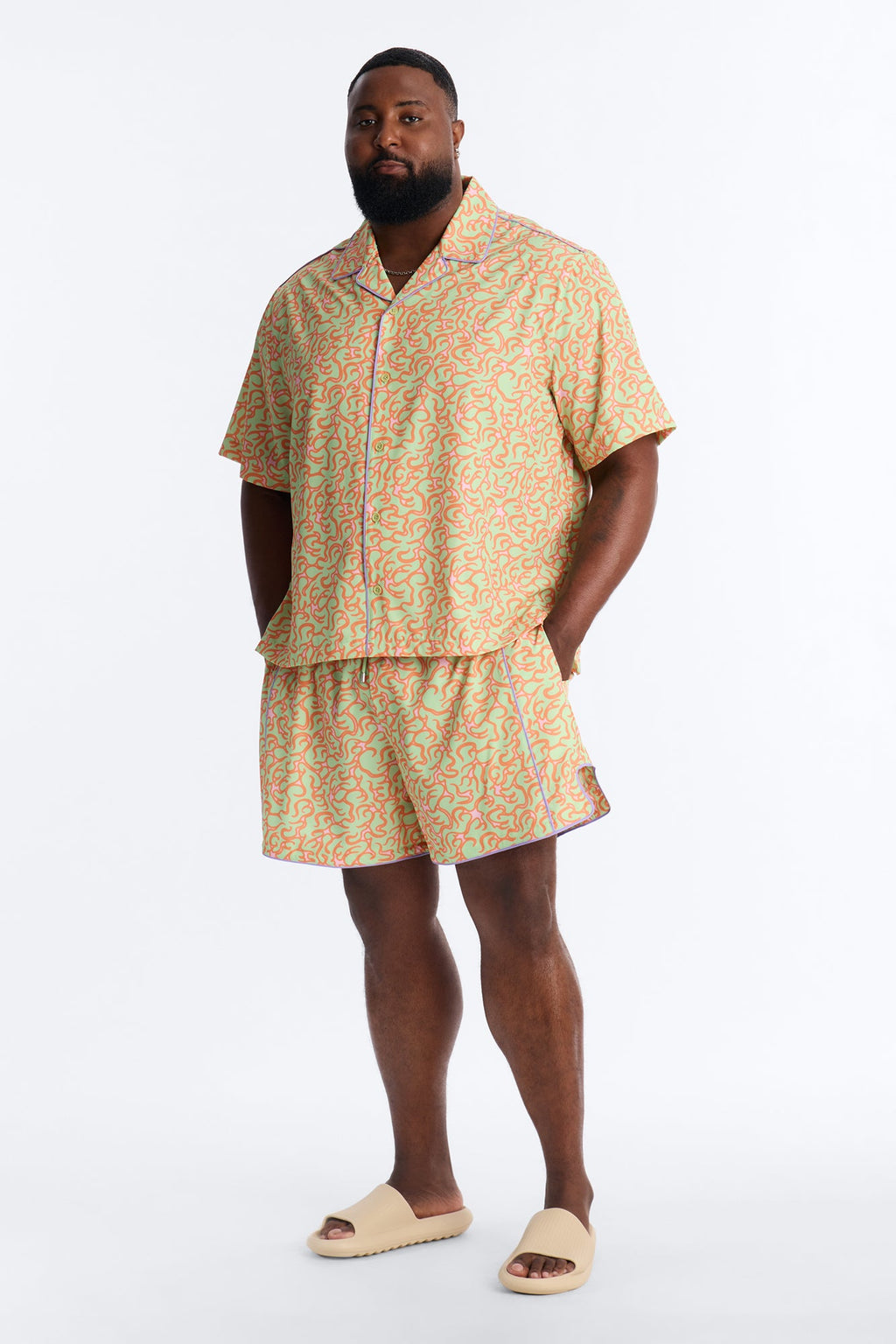 Relaxed Spring Break Fling Cuban Collar Button Up Shirt - Multi Color