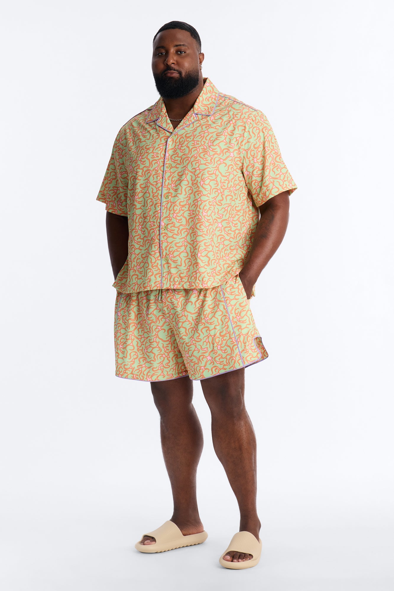 Relaxed Spring Break Fling Cuban Collar Button Up Shirt - Multi Color