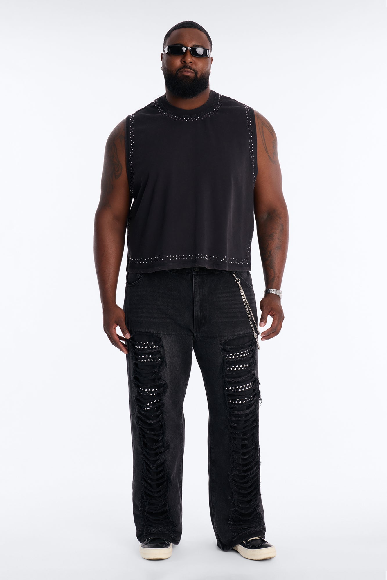 Baggy Studded Mayhem Jean - Black Wash