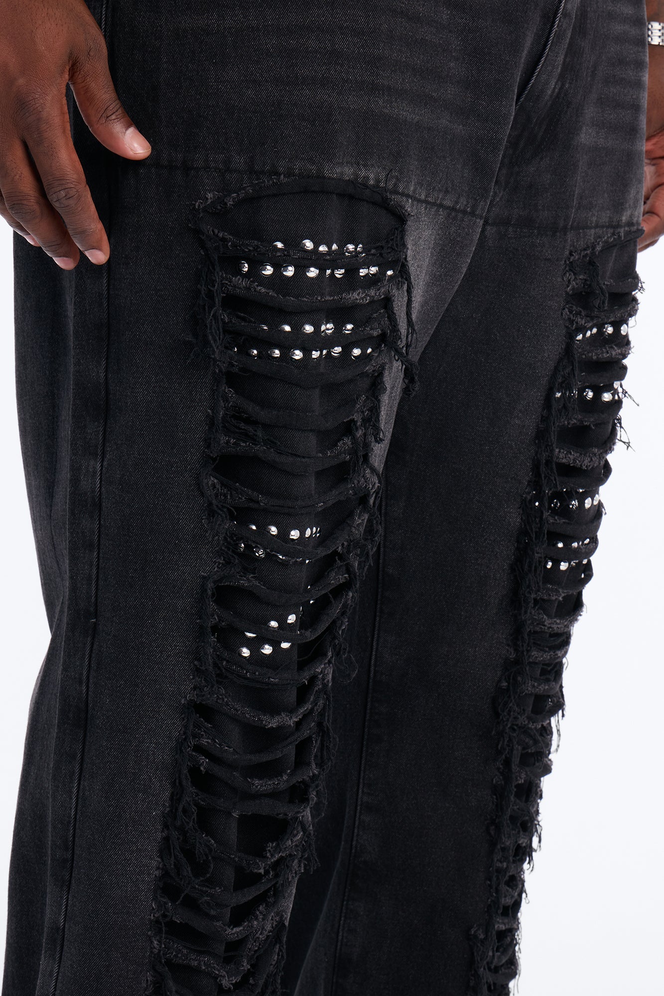 Baggy Studded Mayhem Jean - Black Wash