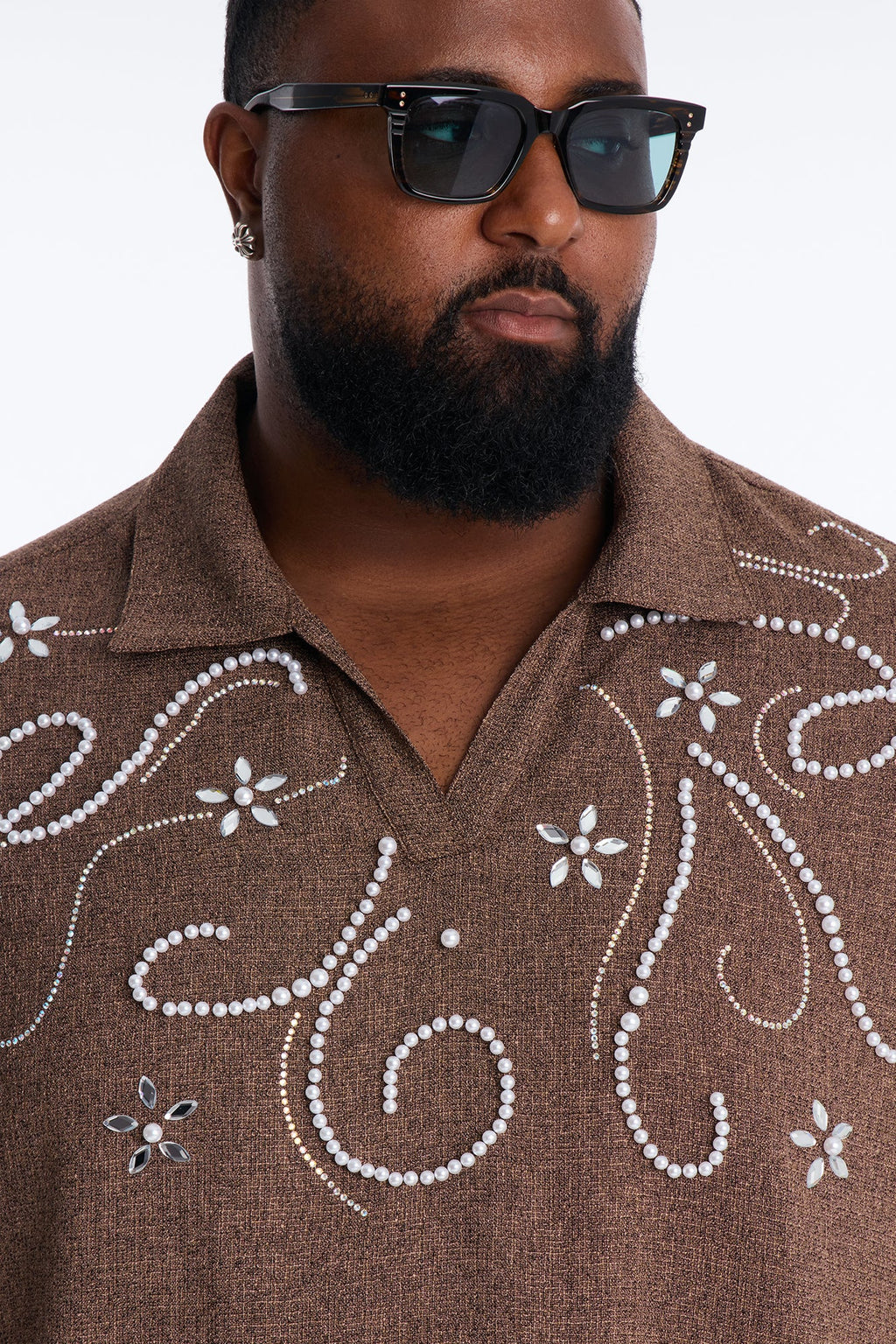 Wanderlust Pearl Journey Johnny Collar Polo - Brown