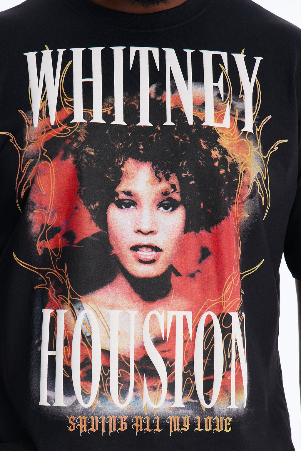 Whitney Houston Saving All My Love Short Sleeve Tee - Black