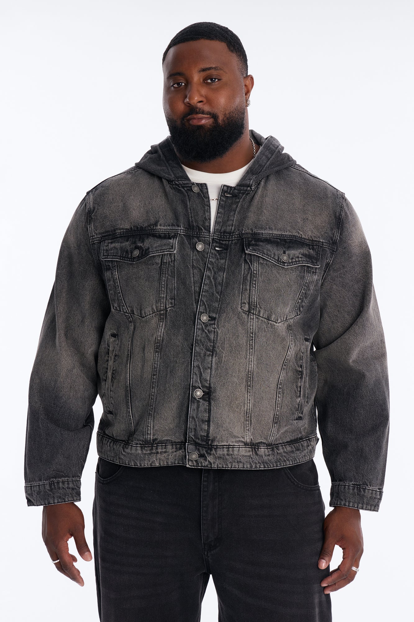 Shrunken Off Duty Denim Trucker Jacket - Black Wash