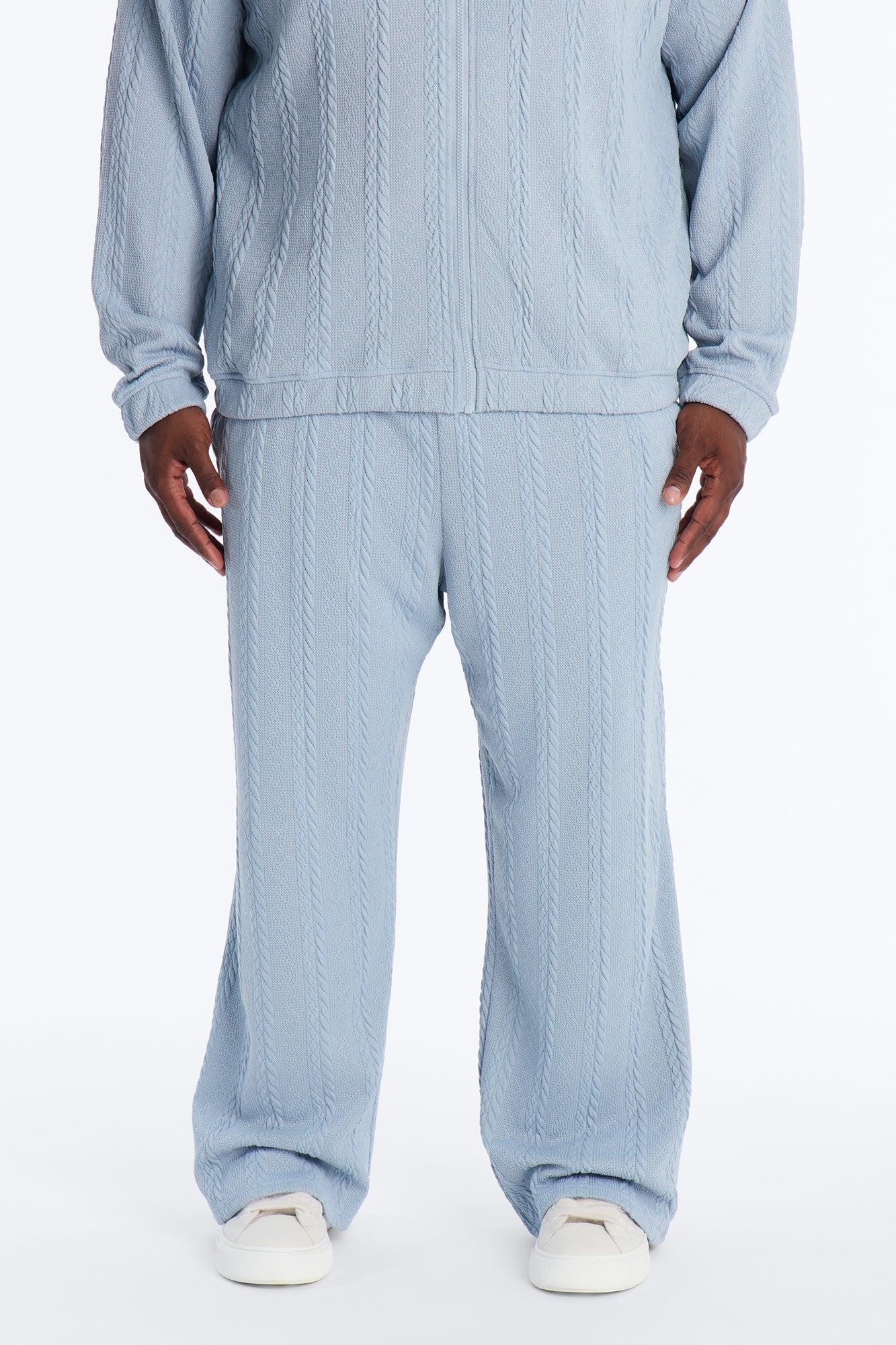 Baggy Textured Cozy Braided Pant - Blue