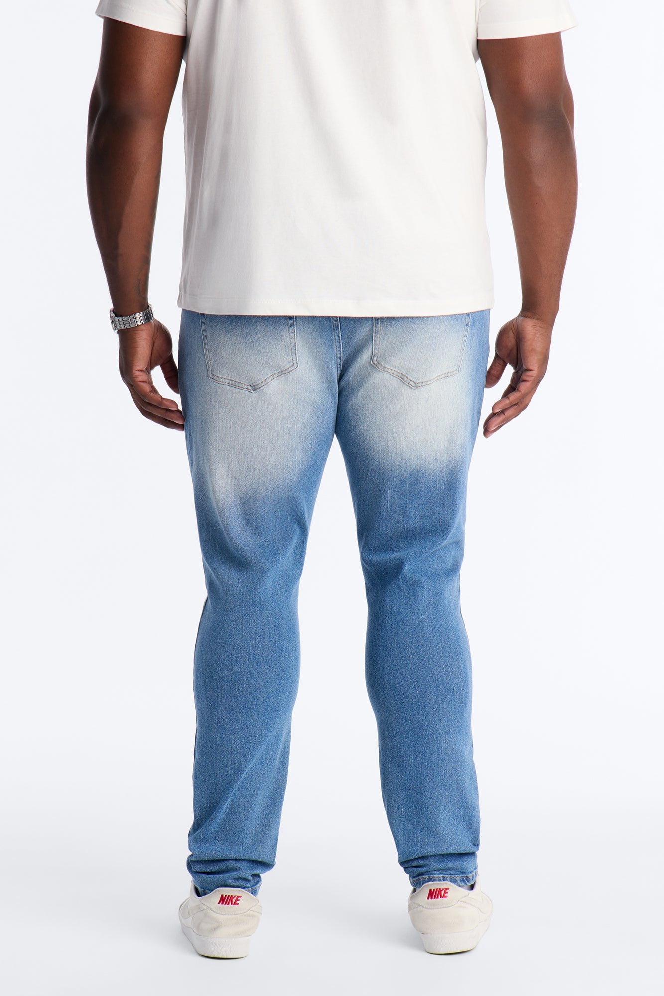Essential Destroyed Skinny Stretch Jean - Medium Blue Wash