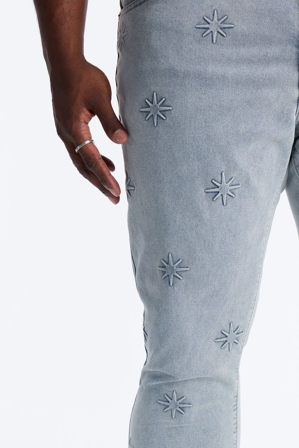 Stacked Slim Flare Embossed Supernova Jeans - Light Wash